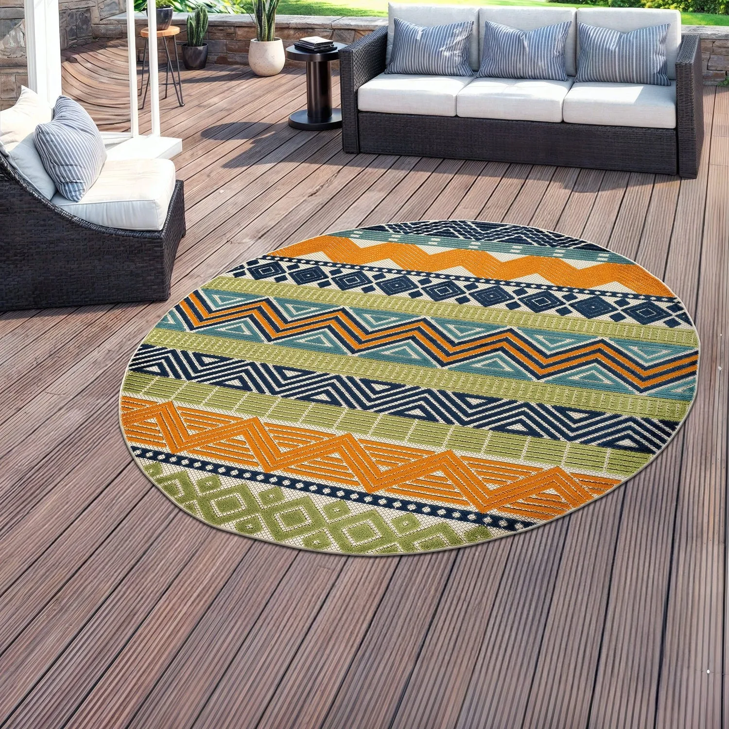 Marbella Contemporary Boho Indoor/Outdoor Area Rug