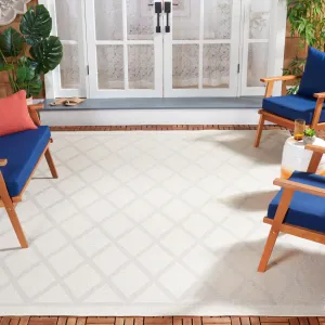 Martha Stewart by SAFAVIEH Washable Zlata Indoor/ Outdoor Waterproof Trellis Rug - Ivory/Light Grey - 8' x 10'