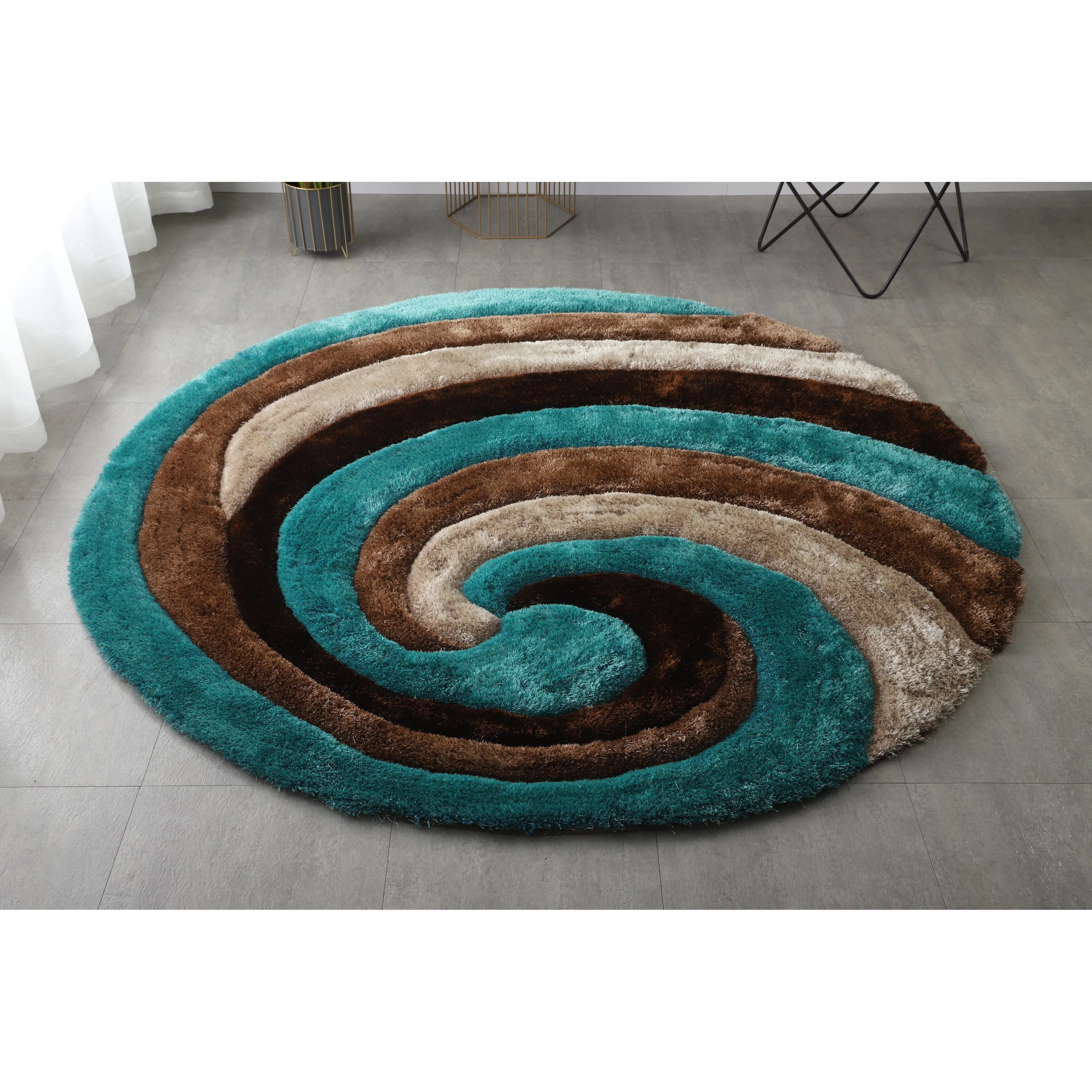 Mateos Shag Collection Swirl Area Rug