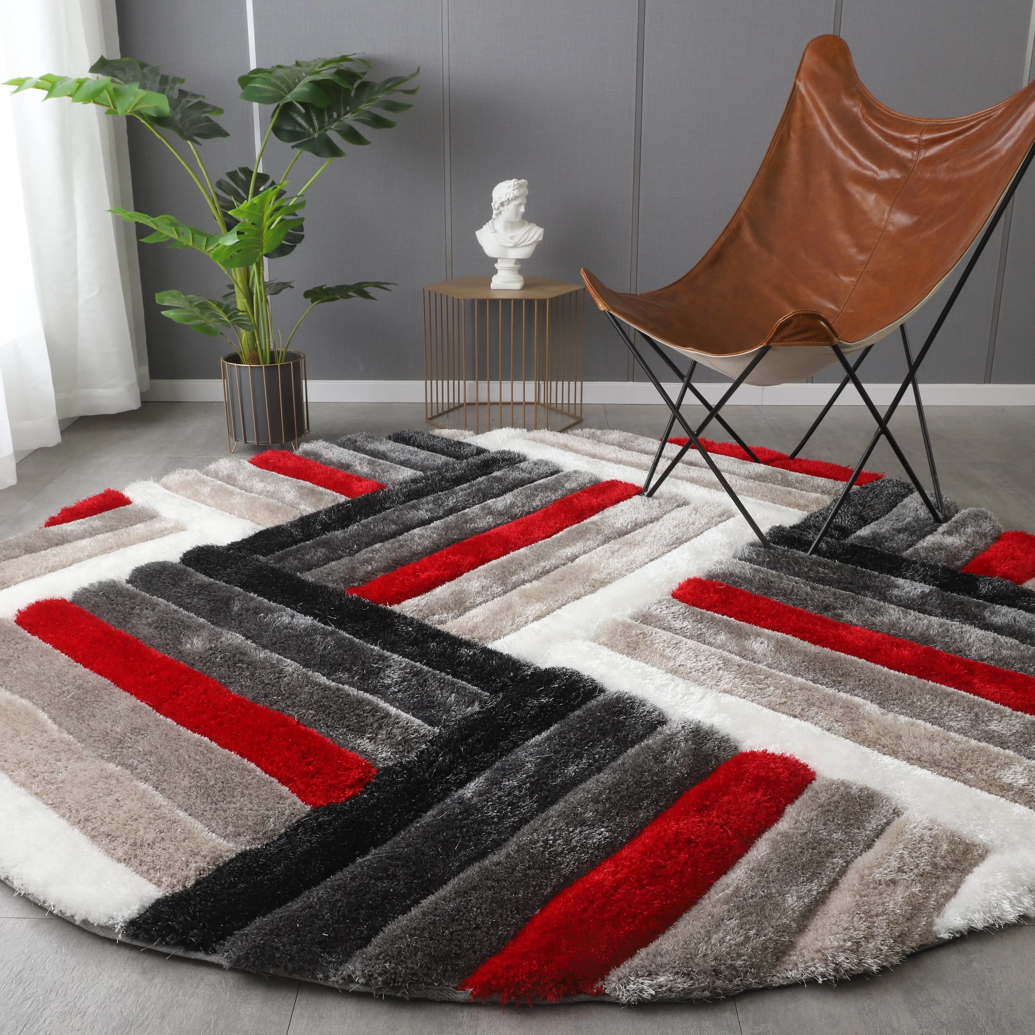 Mateos Shag Collection Swirl Area Rug