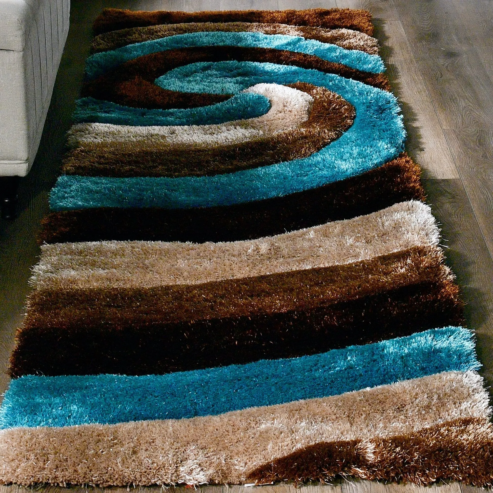 Mateos Shag Collection Swirl Area Rug