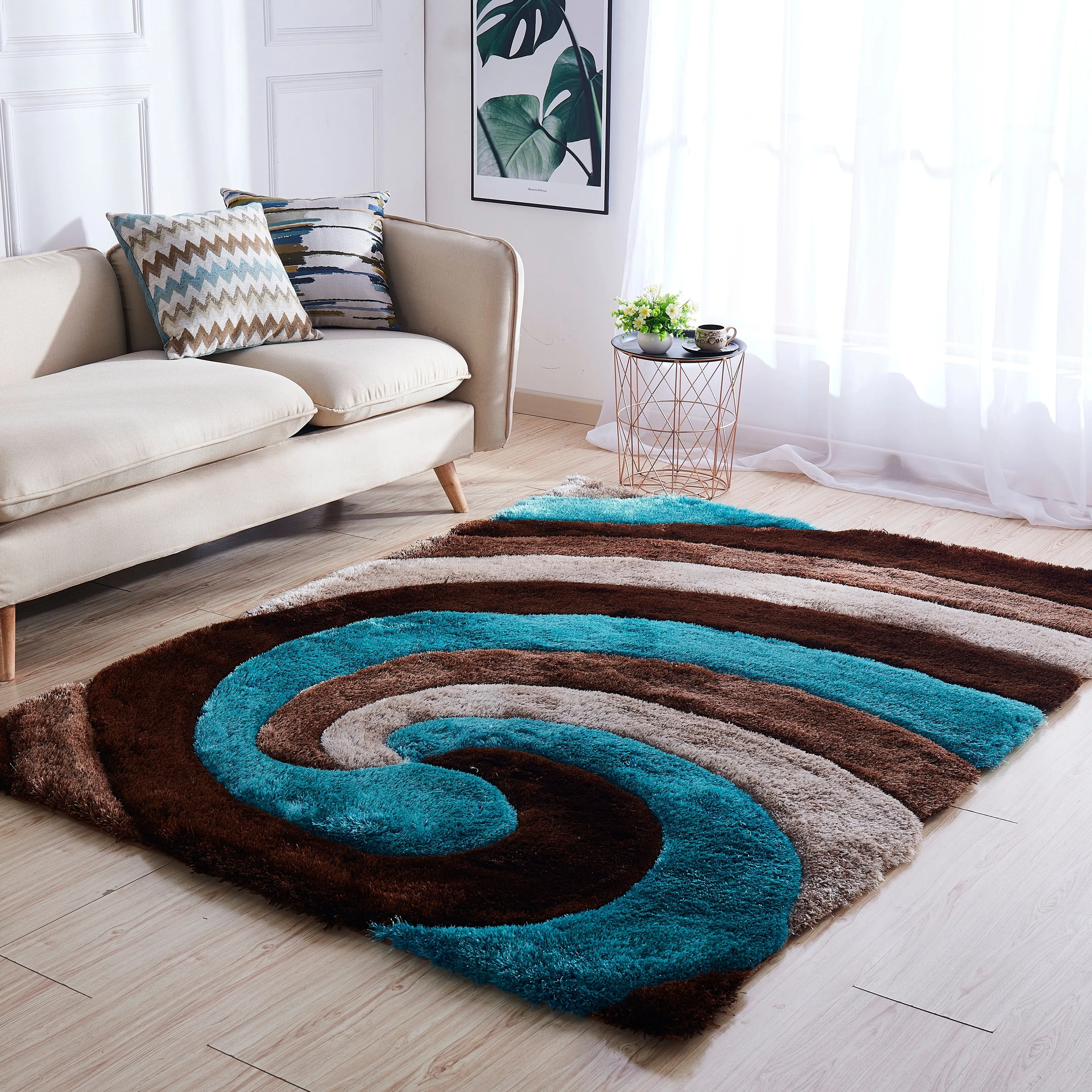 Mateos Shag Collection Swirl Area Rug