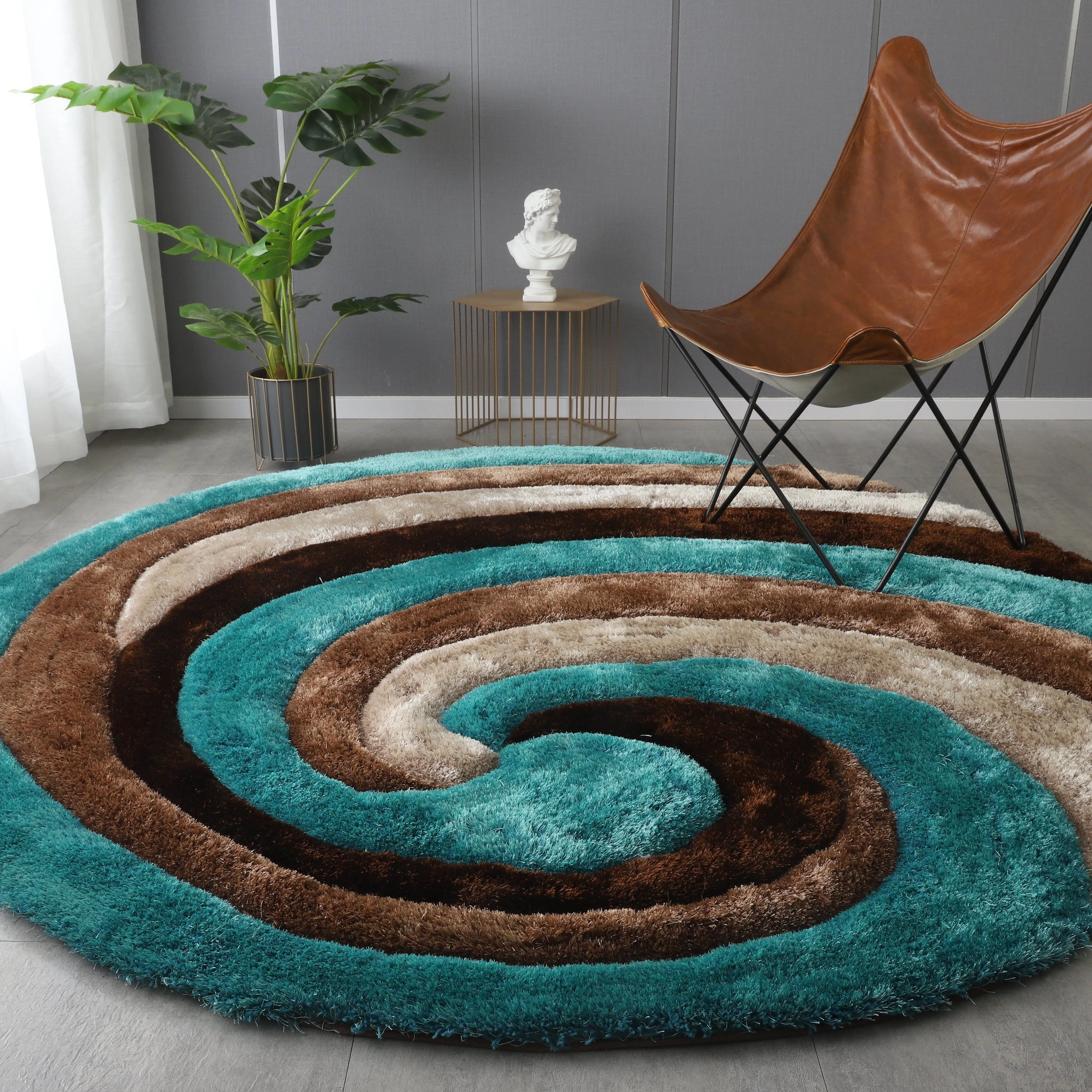 Mateos Shag Collection Swirl Area Rug