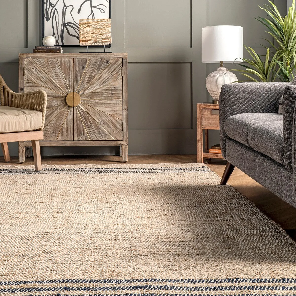 Meadow Striped Jute Area Rug
