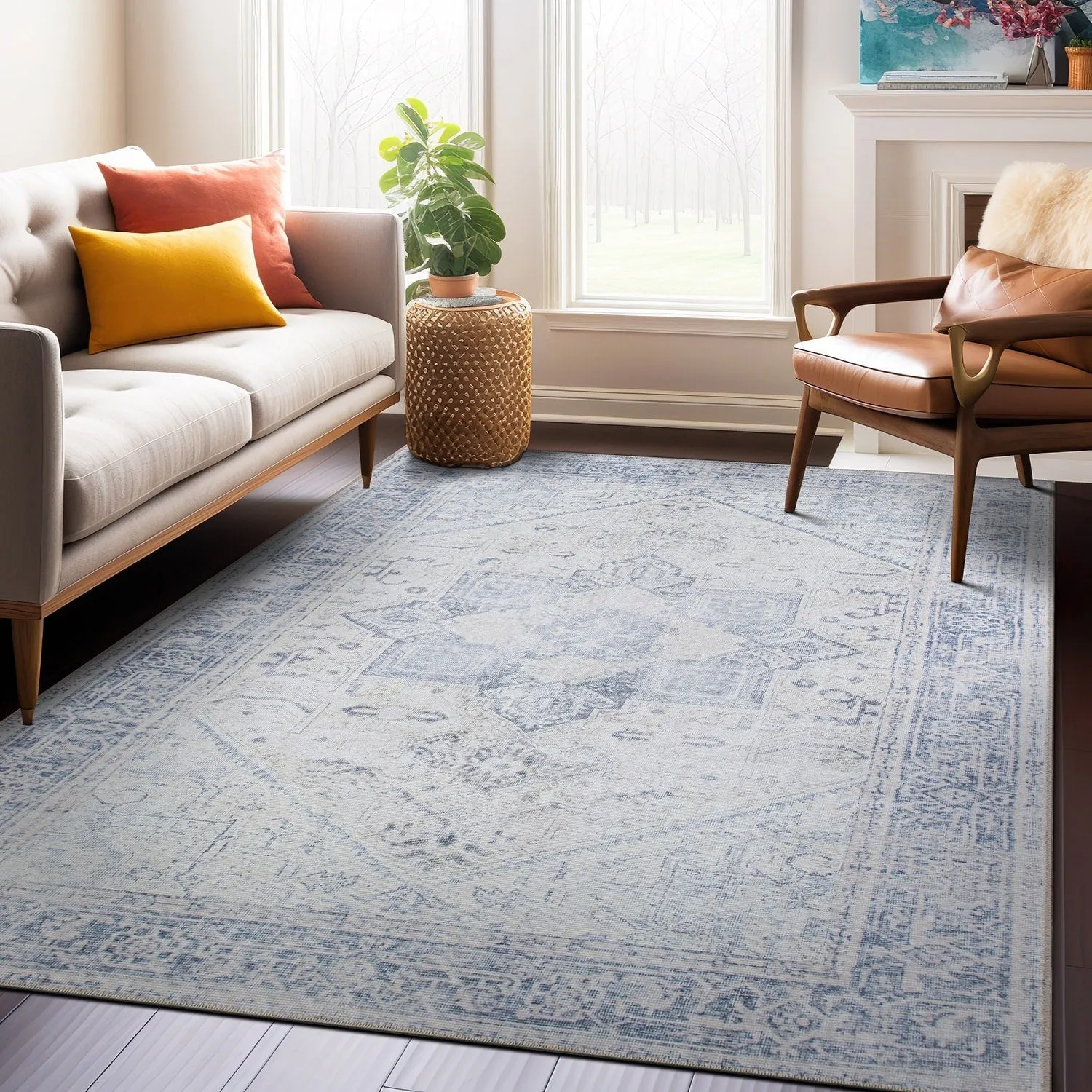 Medallion Boho Machine Washable Area Rug