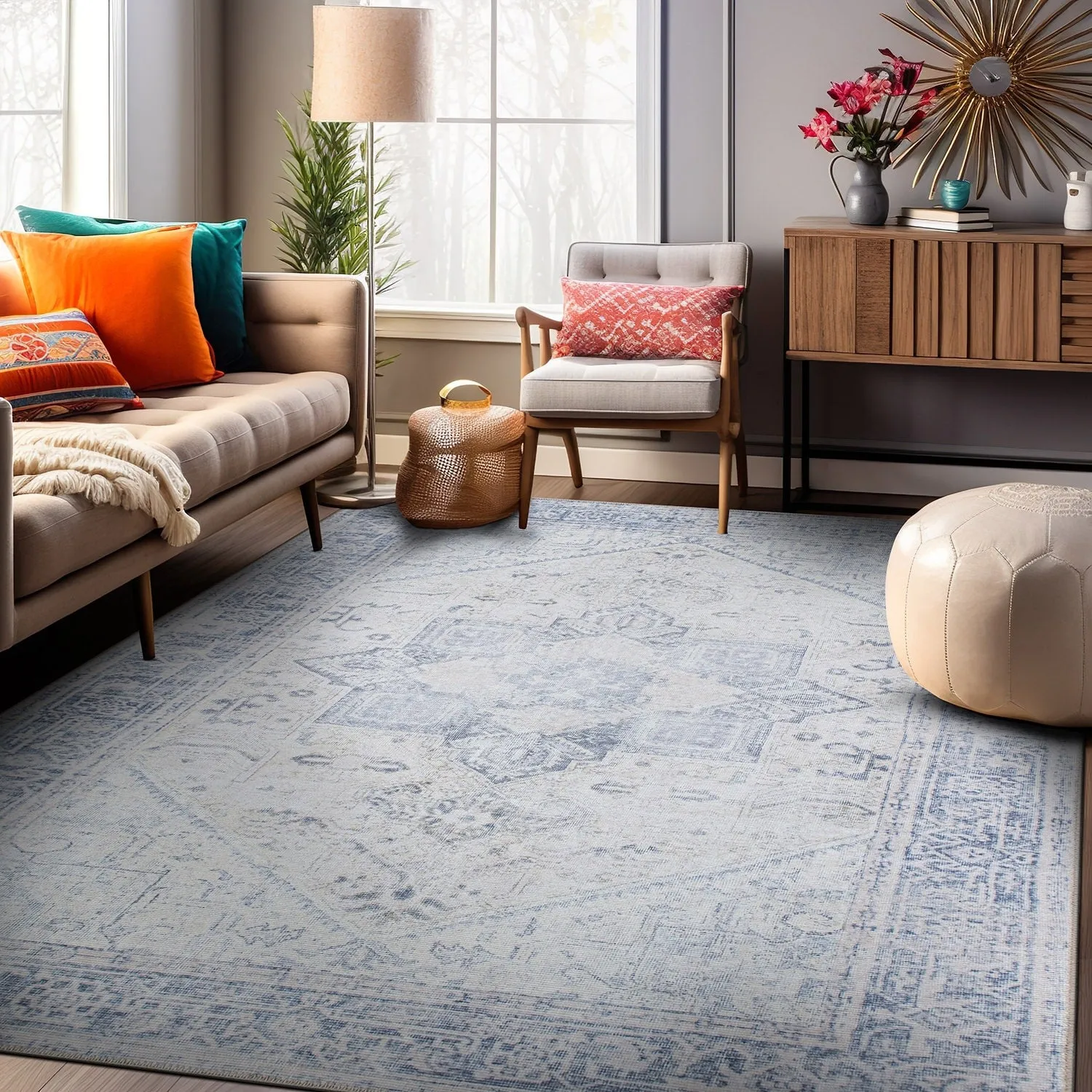 Medallion Boho Machine Washable Area Rug