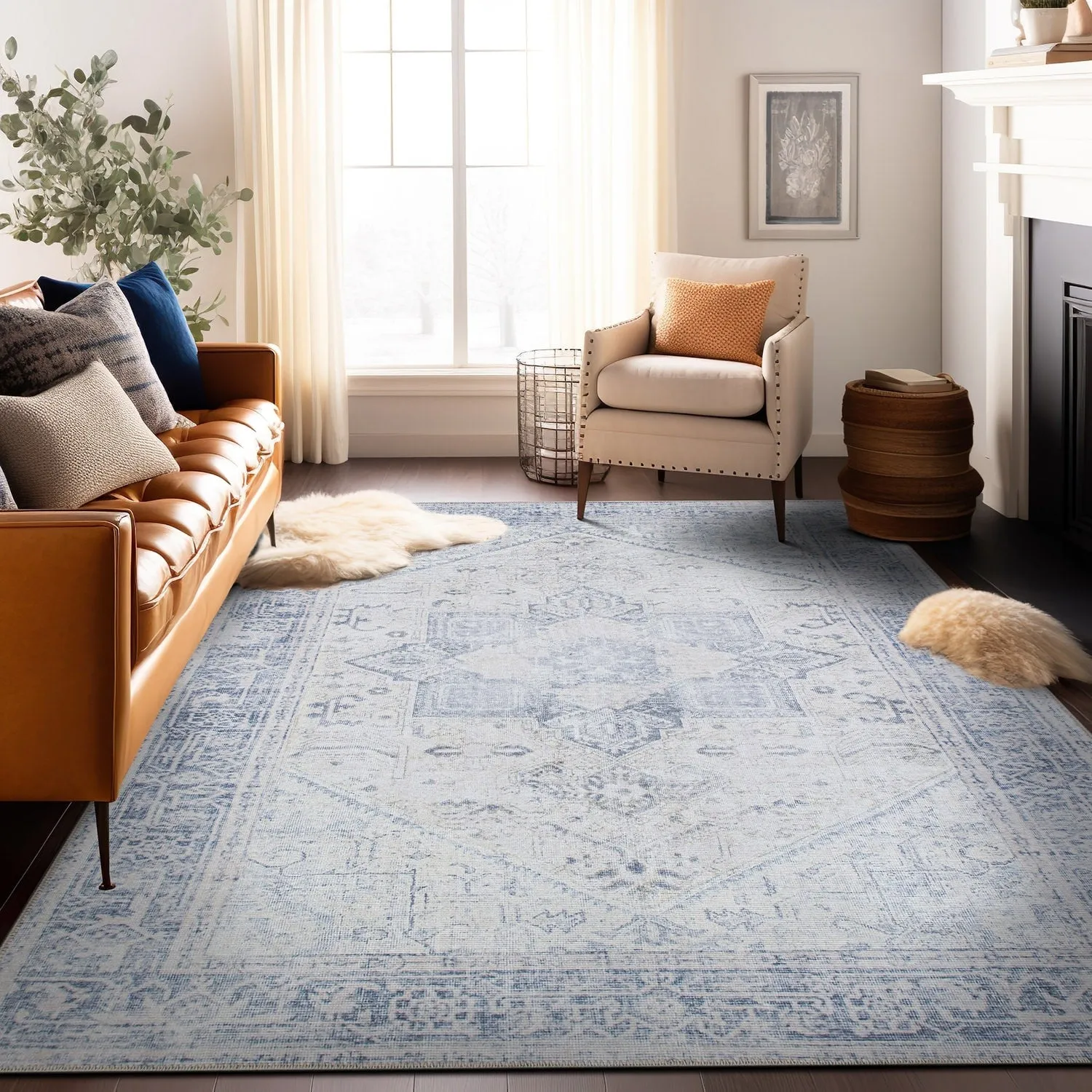 Medallion Boho Machine Washable Area Rug