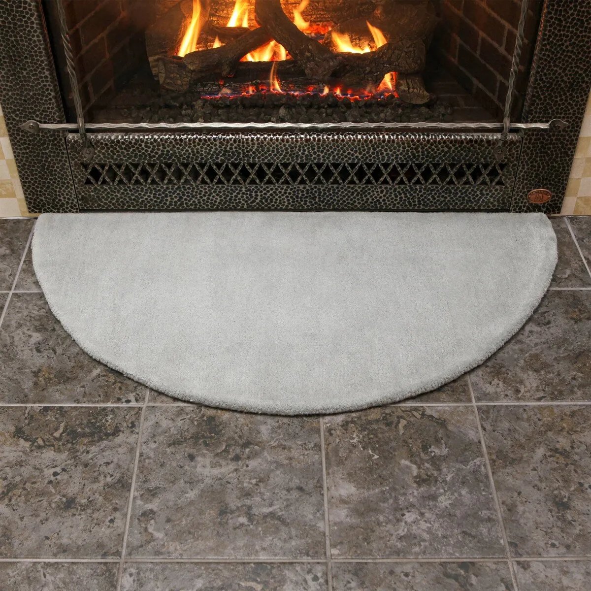 Minuteman International Half Round Hearth Rug. 44 Inch Long. Dove Gray - 3'6