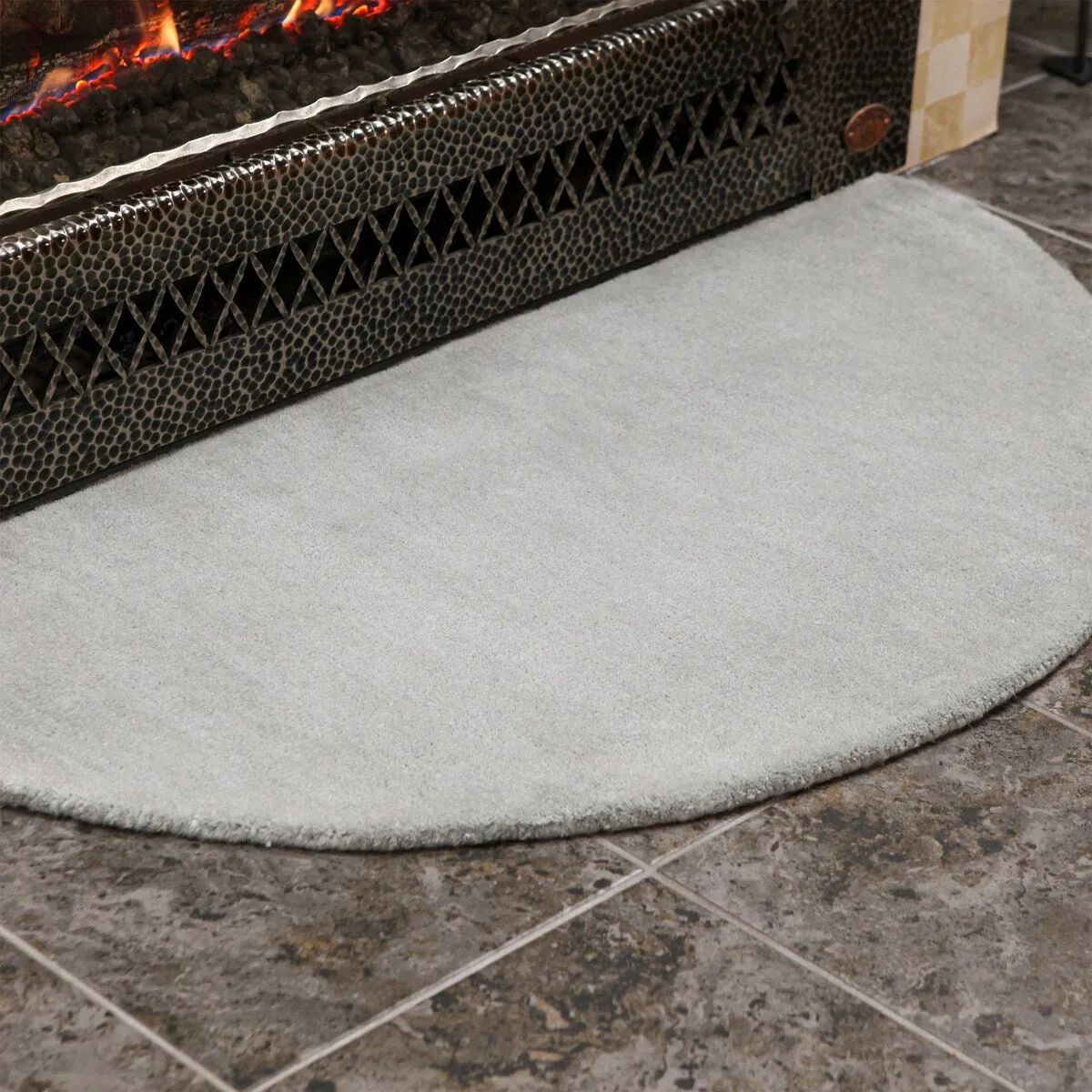 Minuteman International Half Round Hearth Rug. 44 Inch Long. Dove Gray - 3'6