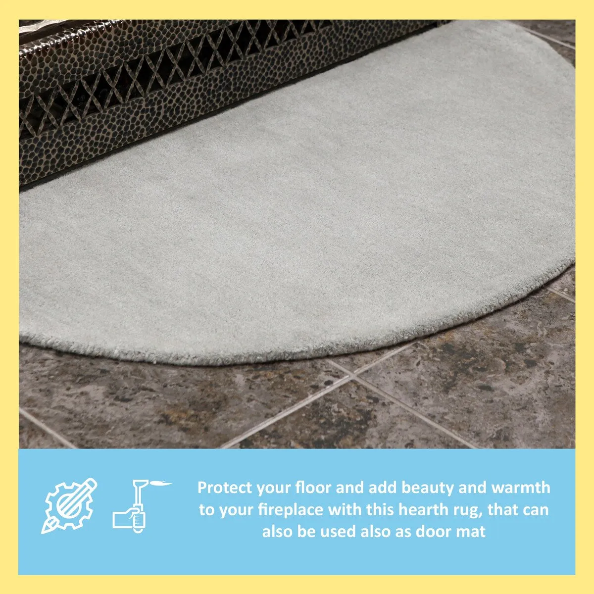 Minuteman International Half Round Hearth Rug. 44 Inch Long. Dove Gray - 3'6