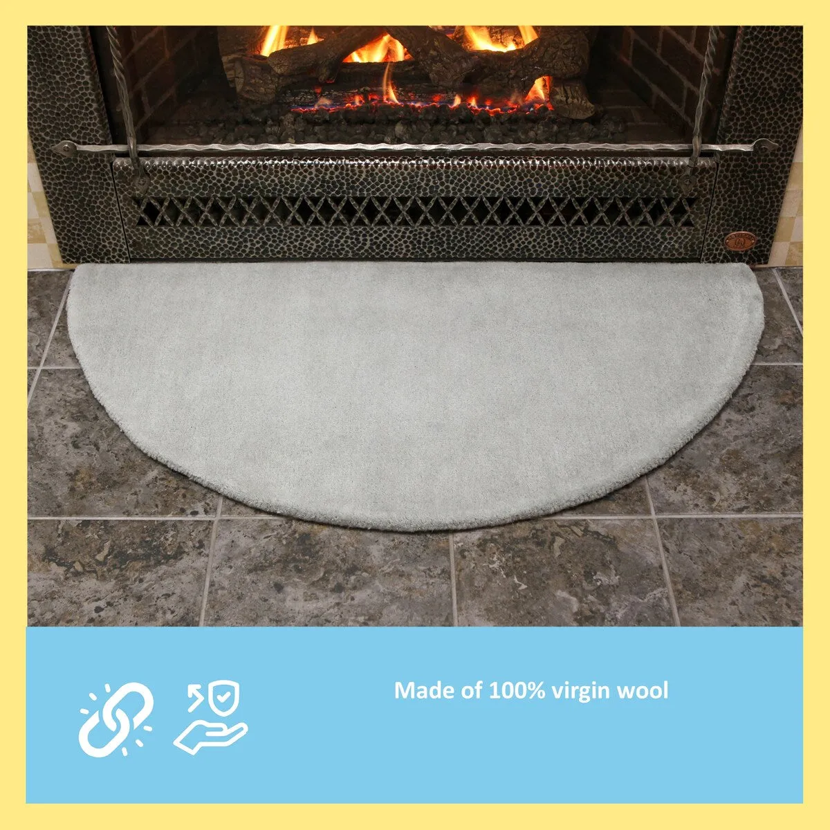 Minuteman International Half Round Hearth Rug. 44 Inch Long. Dove Gray - 3'6