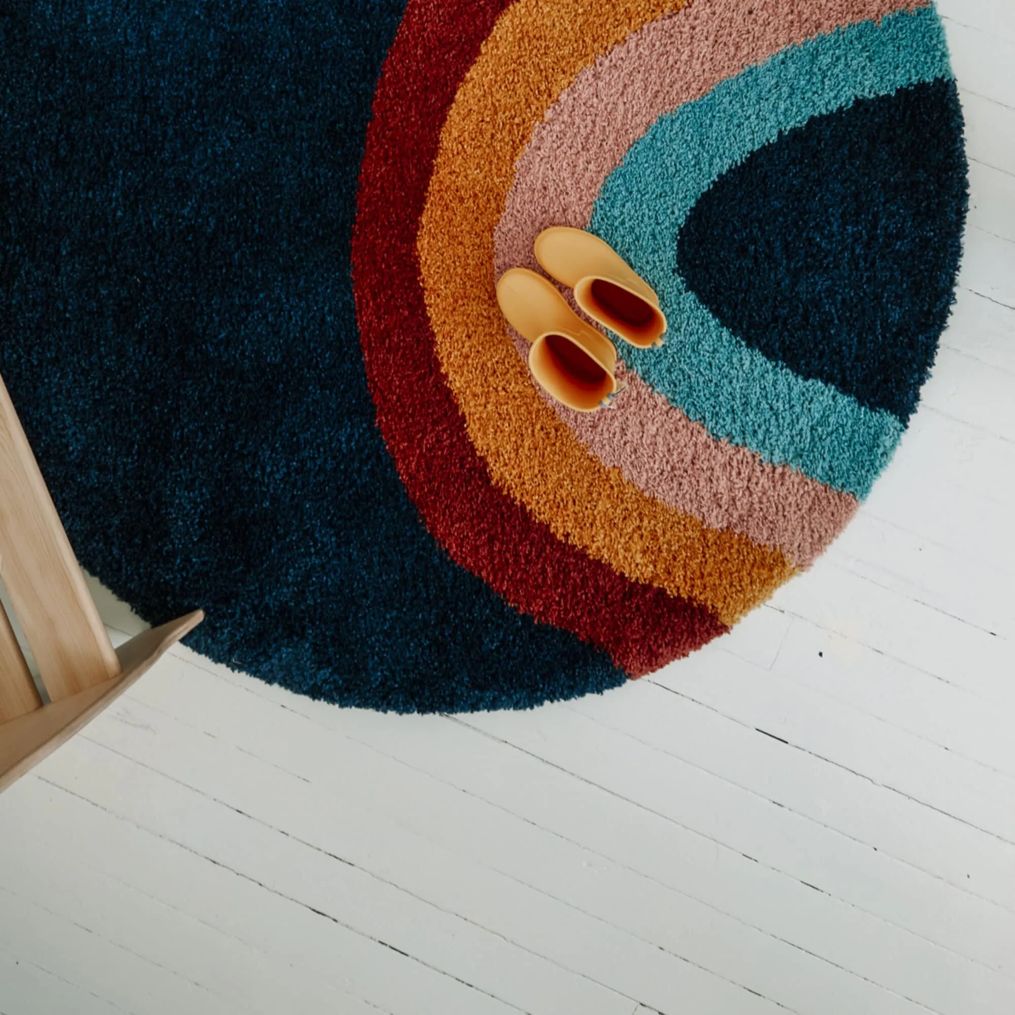 Mod-Tod Amelia Rainbow Print Shag Kids Area Rug