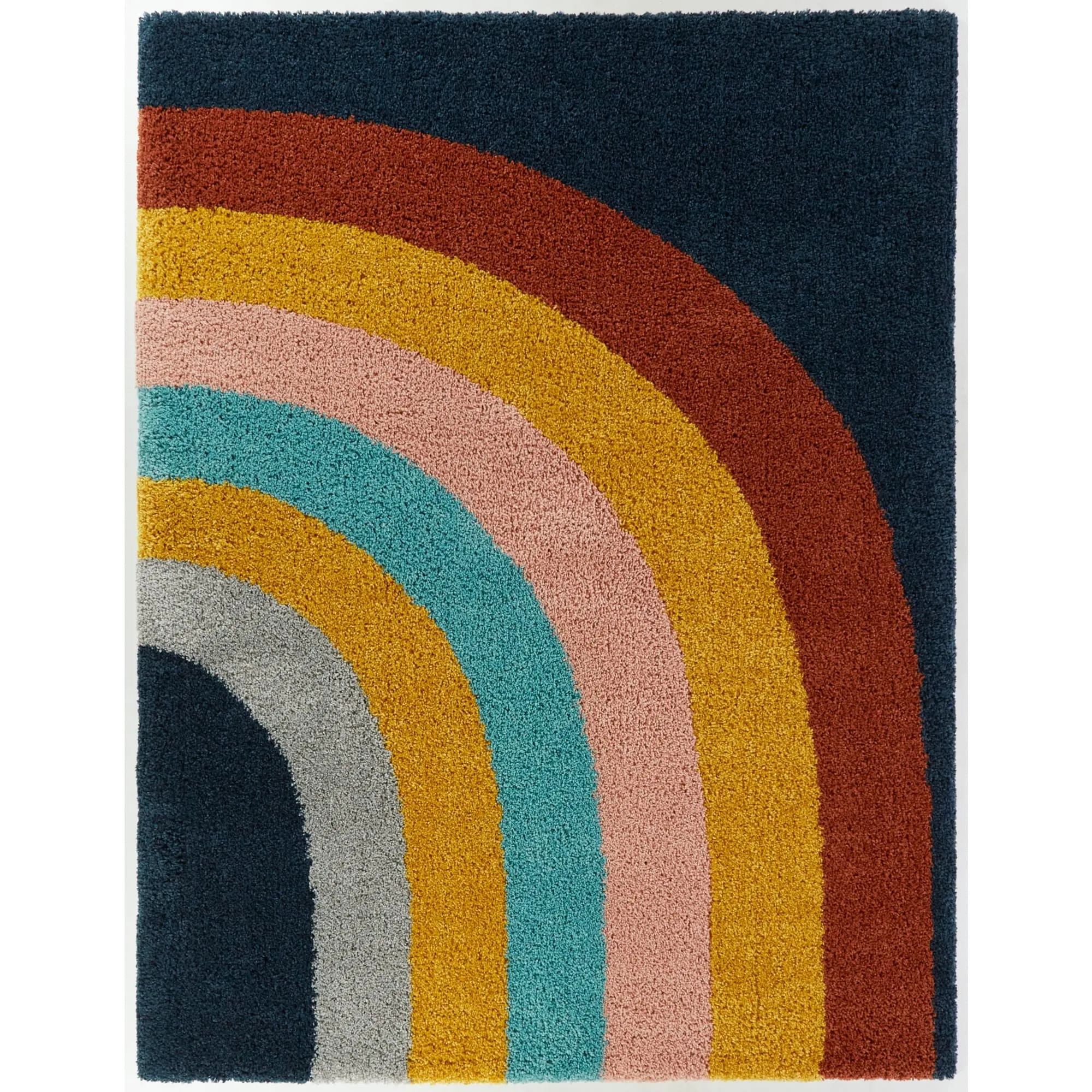 Mod-Tod Amelia Rainbow Print Shag Kids Area Rug