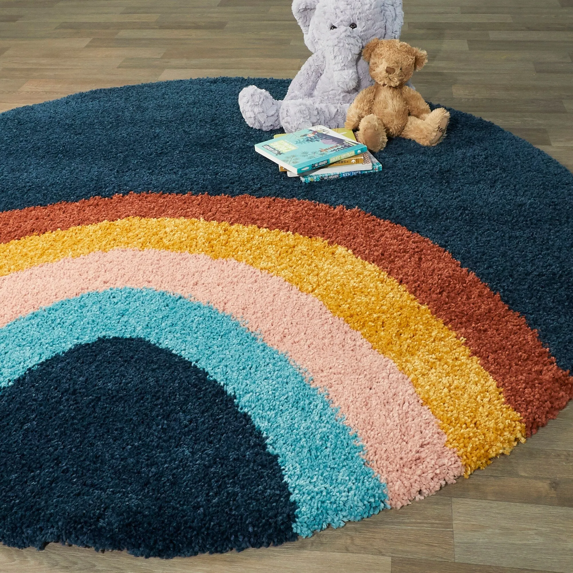 Mod-Tod Amelia Rainbow Print Shag Kids Area Rug