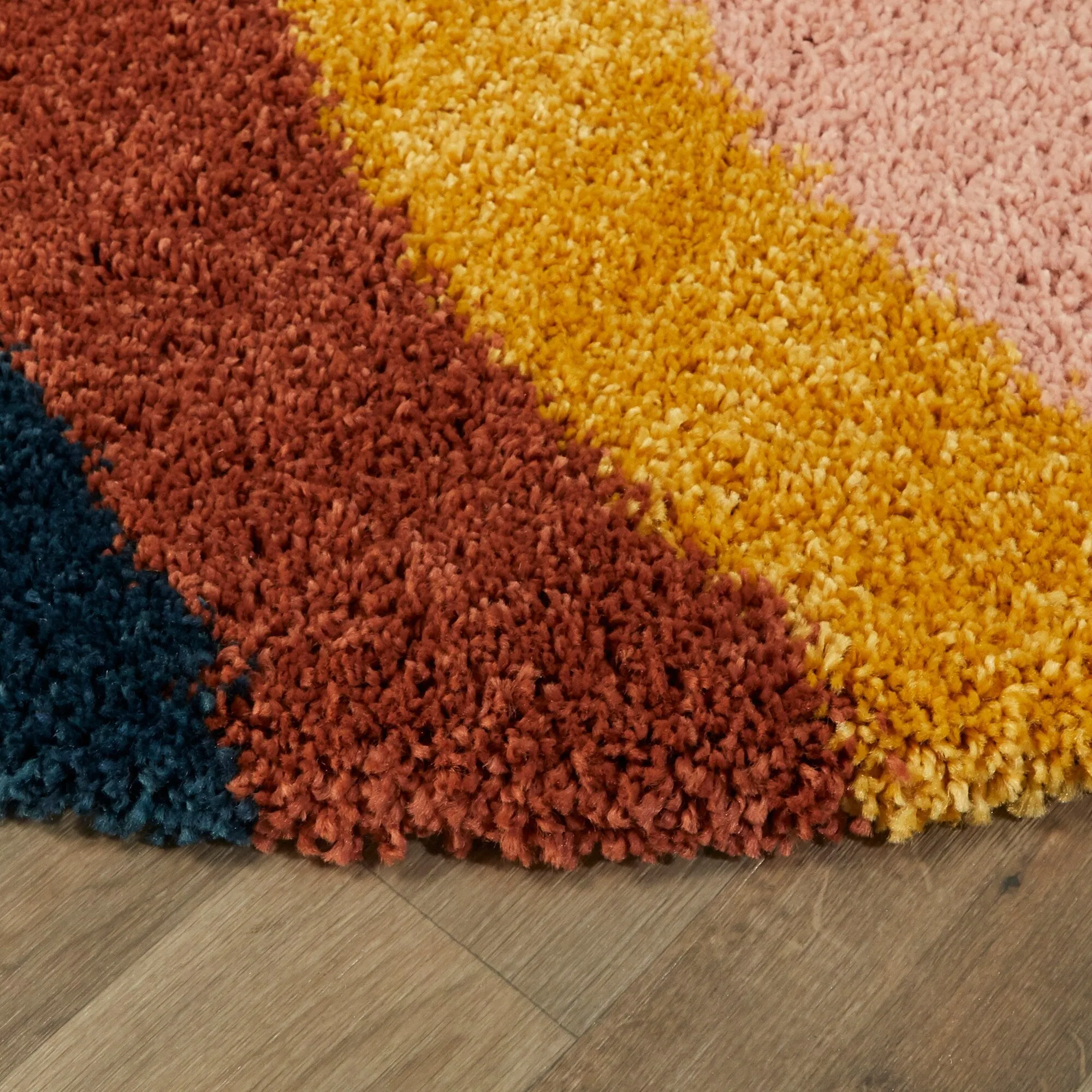 Mod-Tod Amelia Rainbow Print Shag Kids Area Rug