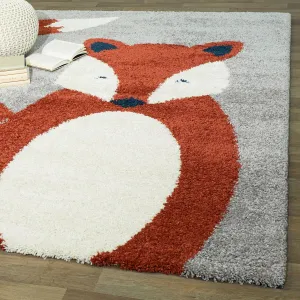 Mod-Tod Fluffy Fox Kids Area Rug