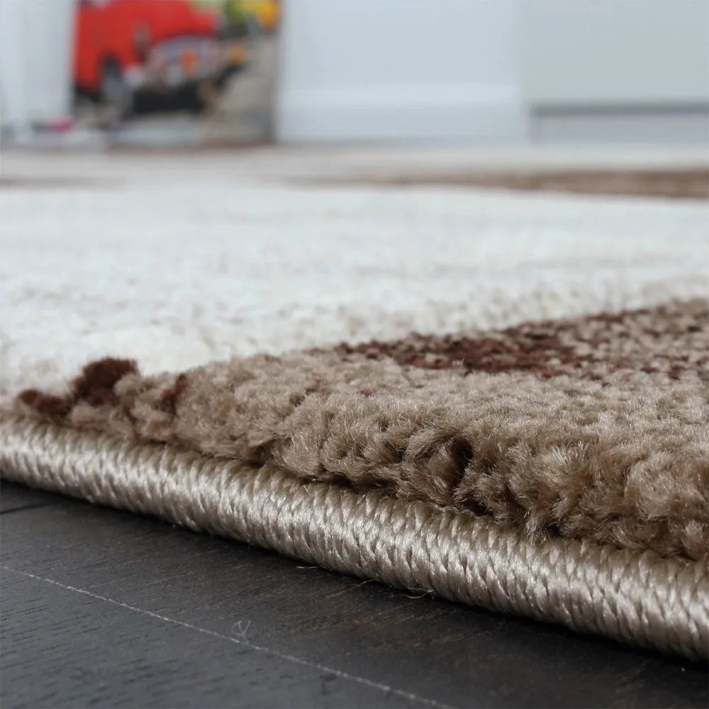 Modern Designer Area Rug Checkered with Contour Cut