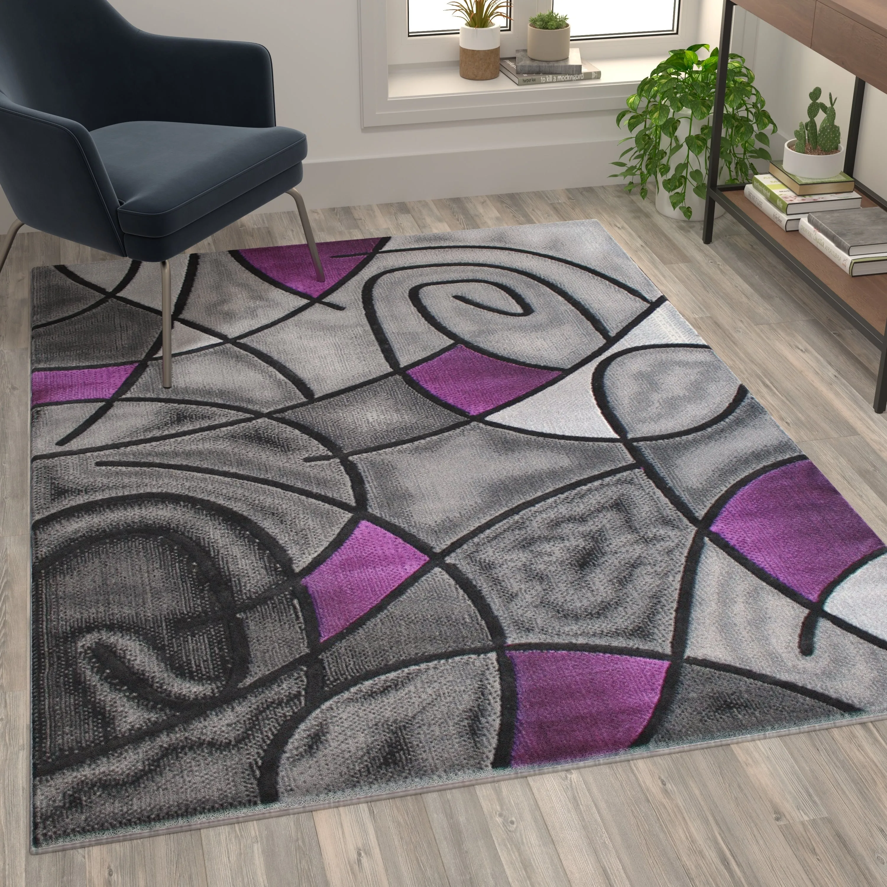 Modern Olefin Accent Area Rug - Abstract Pattern