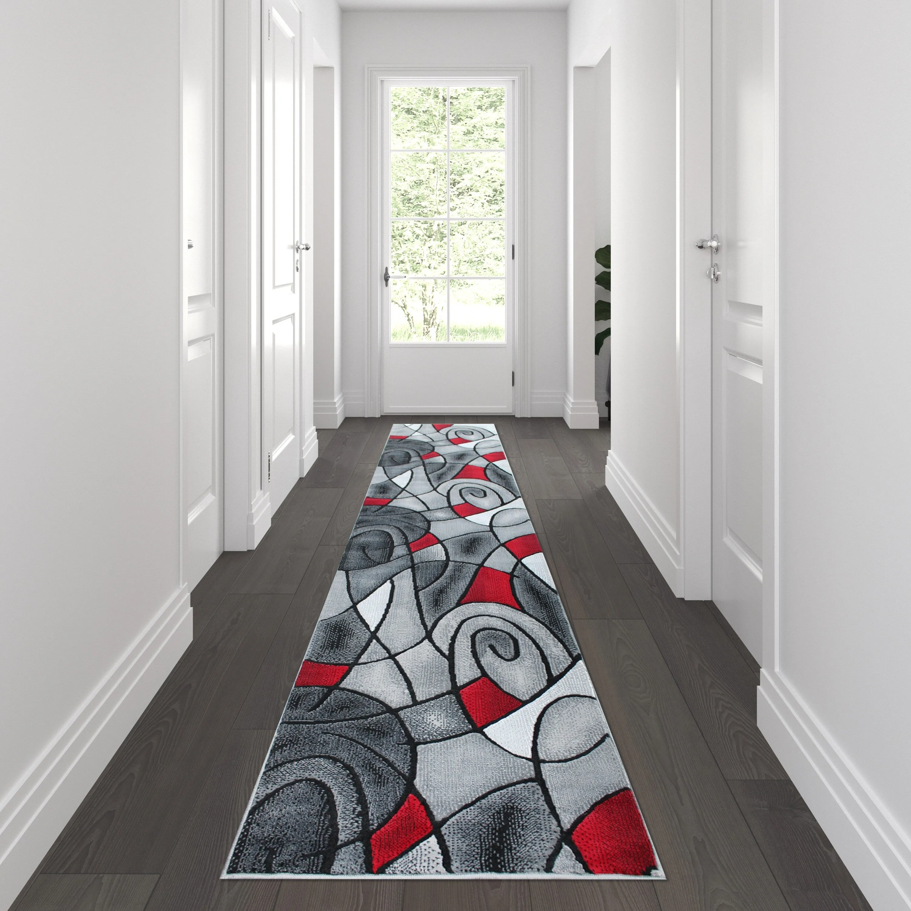 Modern Olefin Accent Area Rug - Abstract Pattern