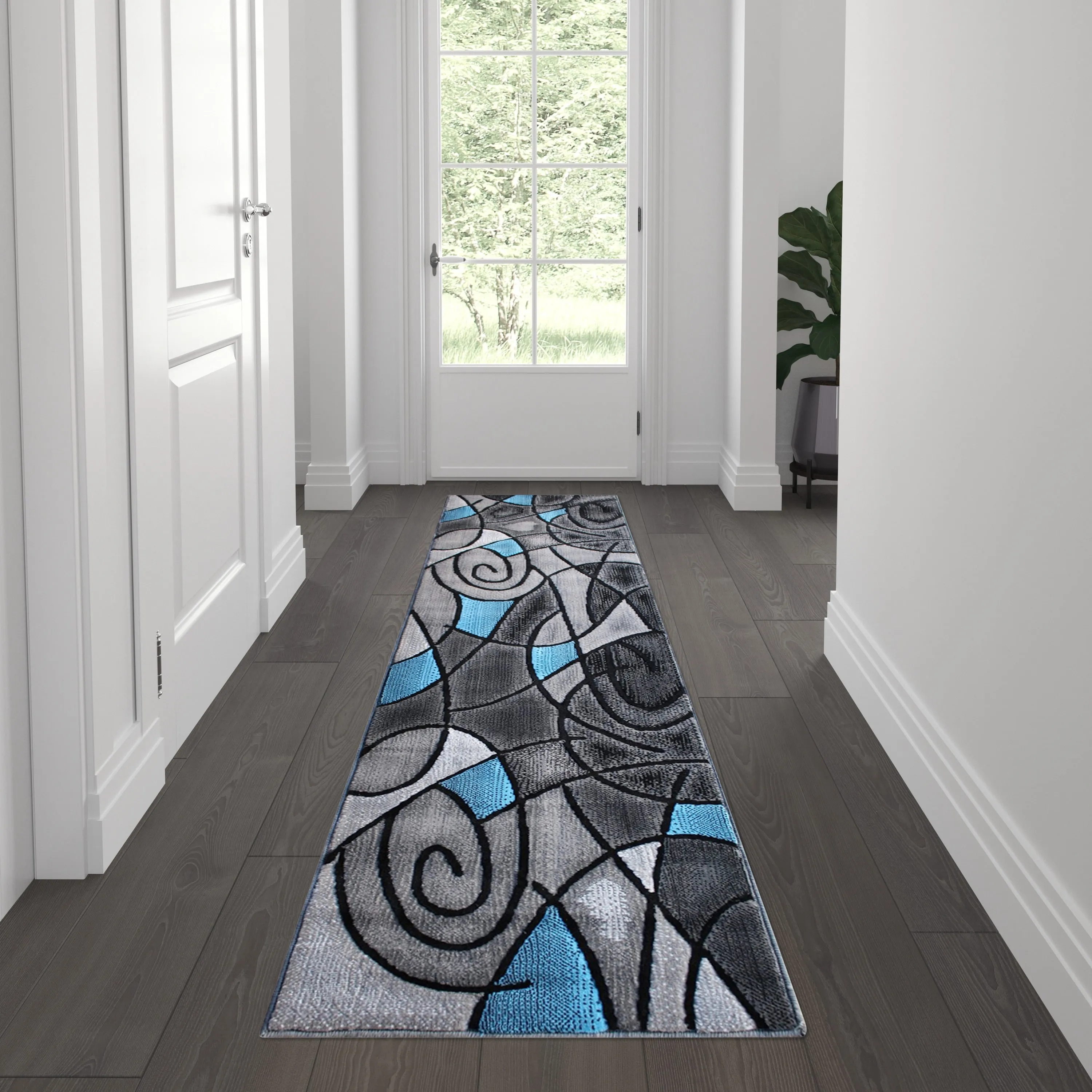 Modern Olefin Accent Area Rug - Abstract Pattern