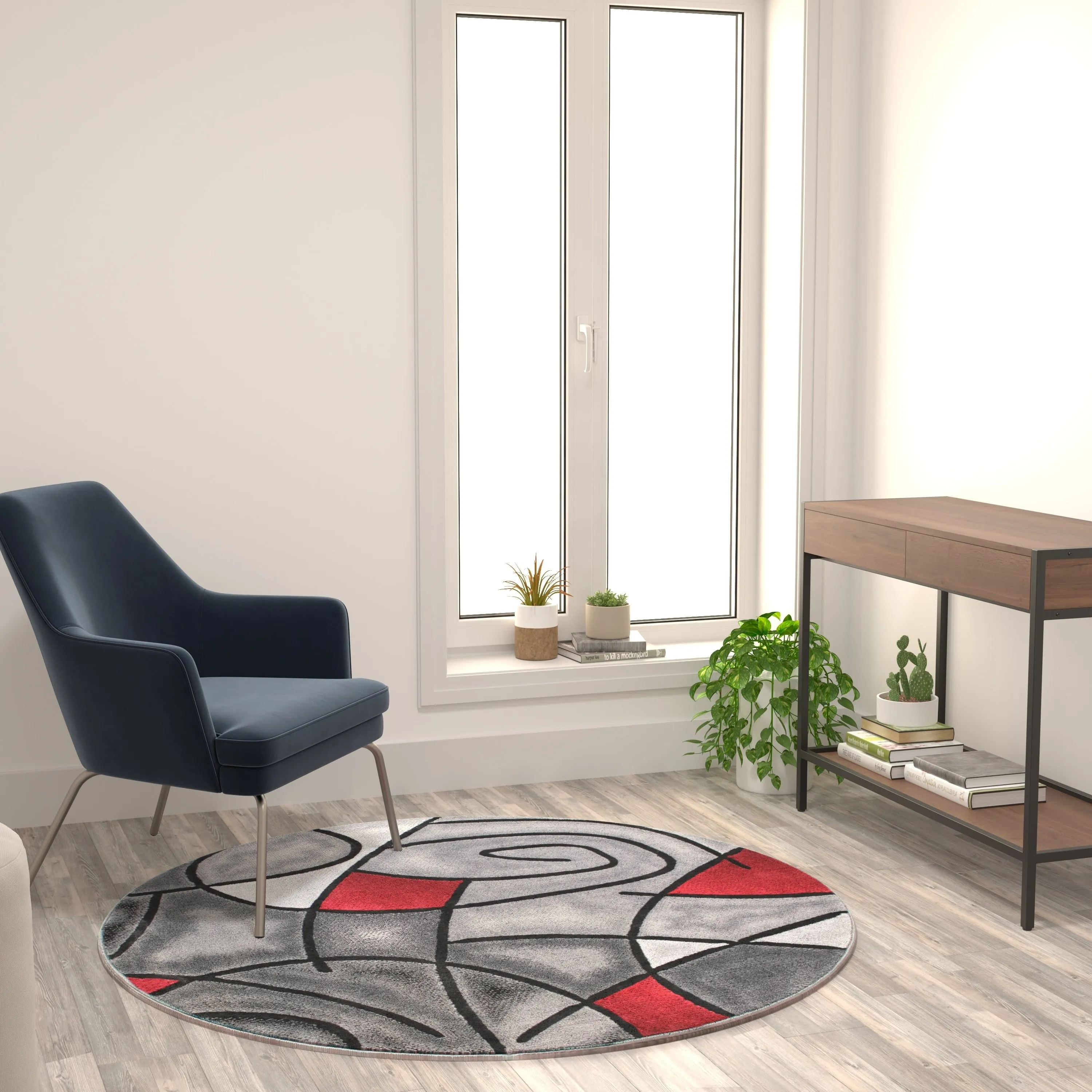 Modern Olefin Accent Area Rug - Abstract Pattern