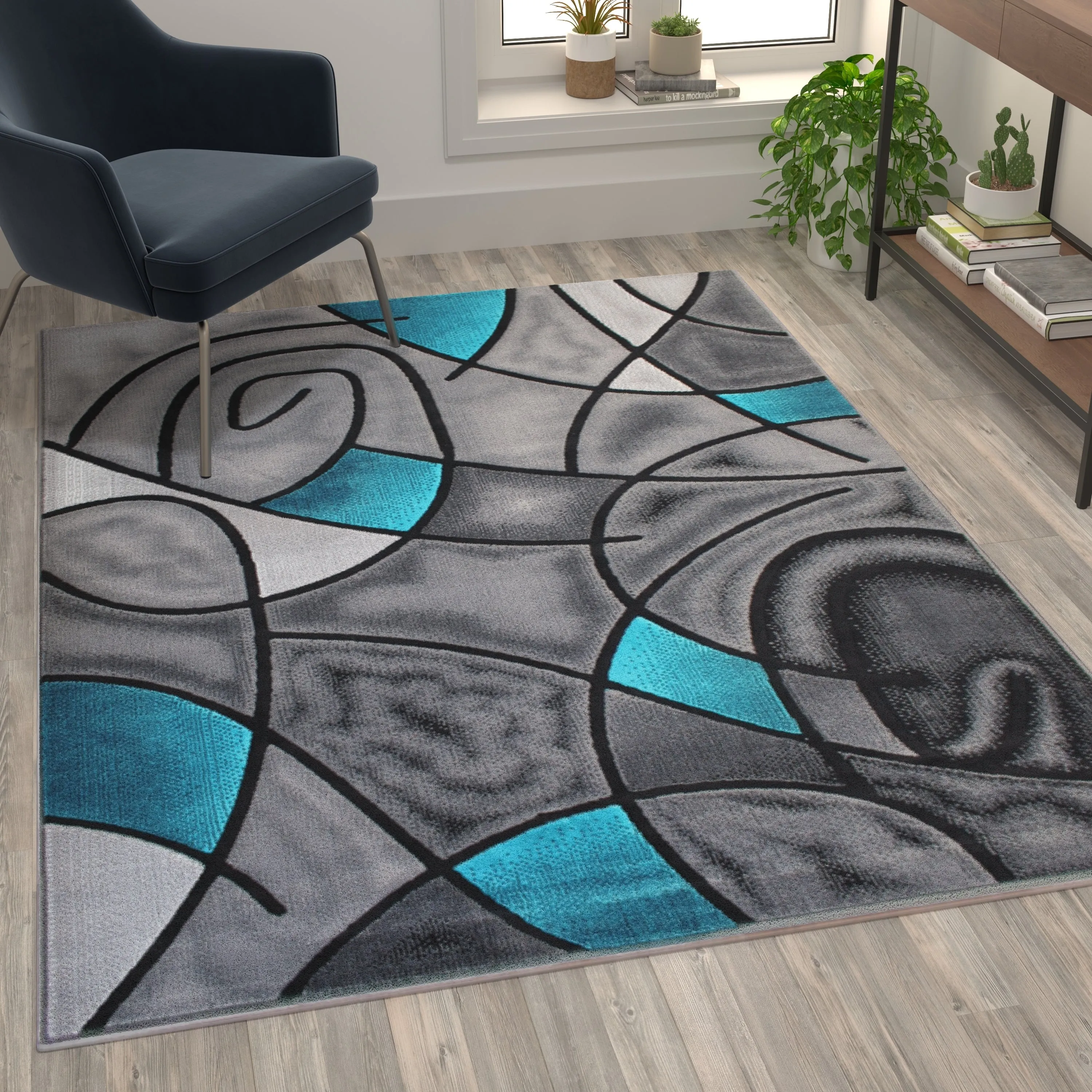 Modern Olefin Accent Area Rug - Abstract Pattern