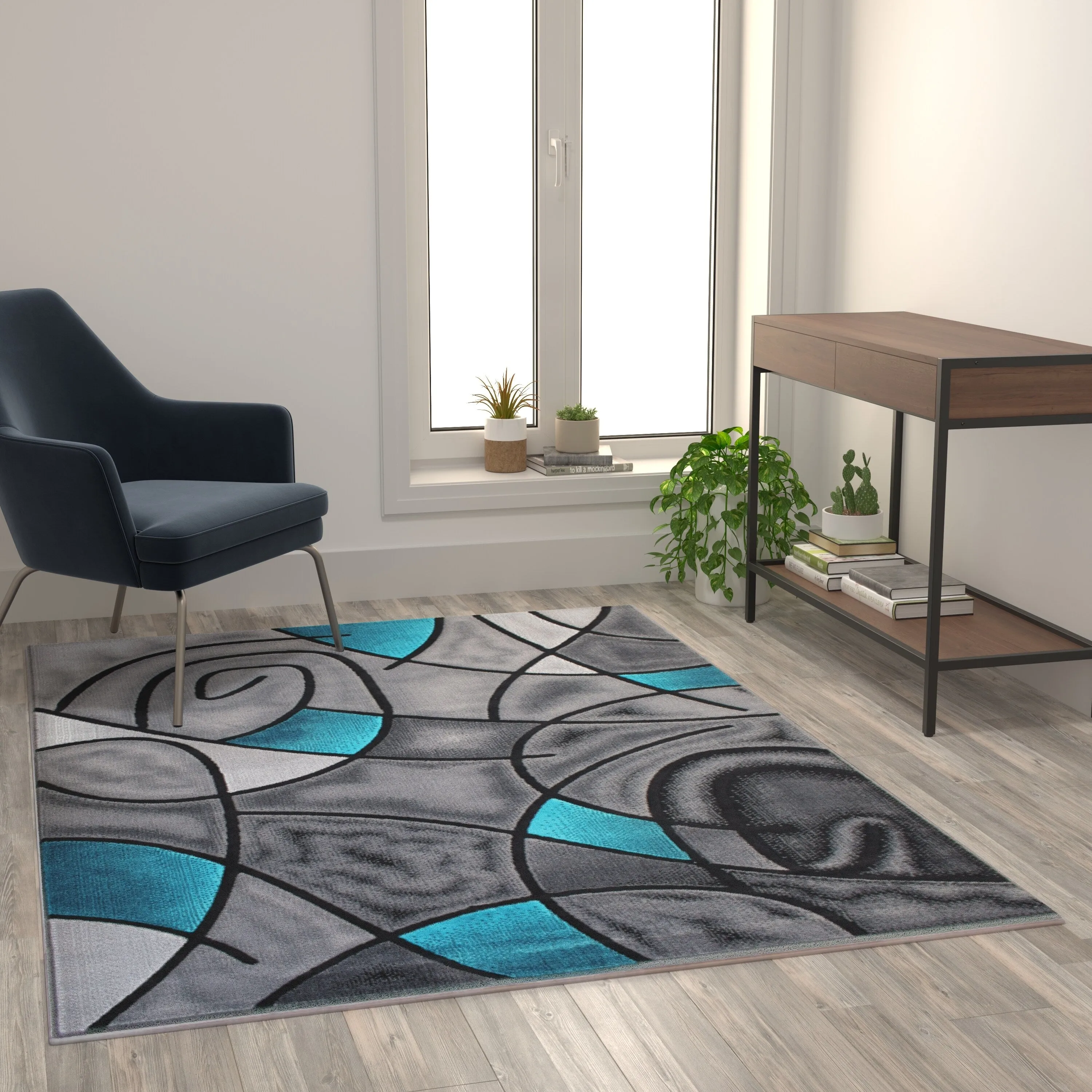 Modern Olefin Accent Area Rug - Abstract Pattern