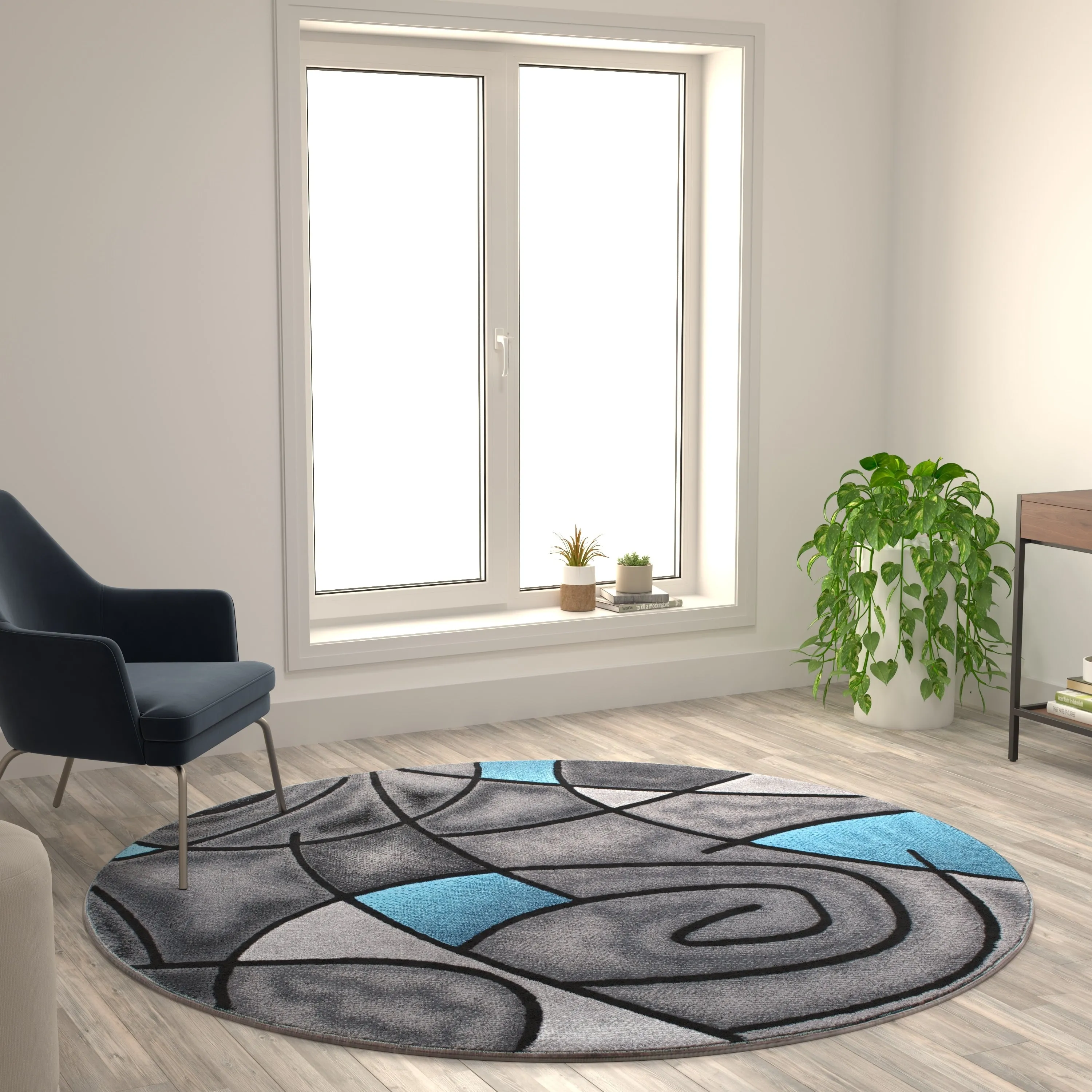 Modern Olefin Accent Area Rug - Abstract Pattern