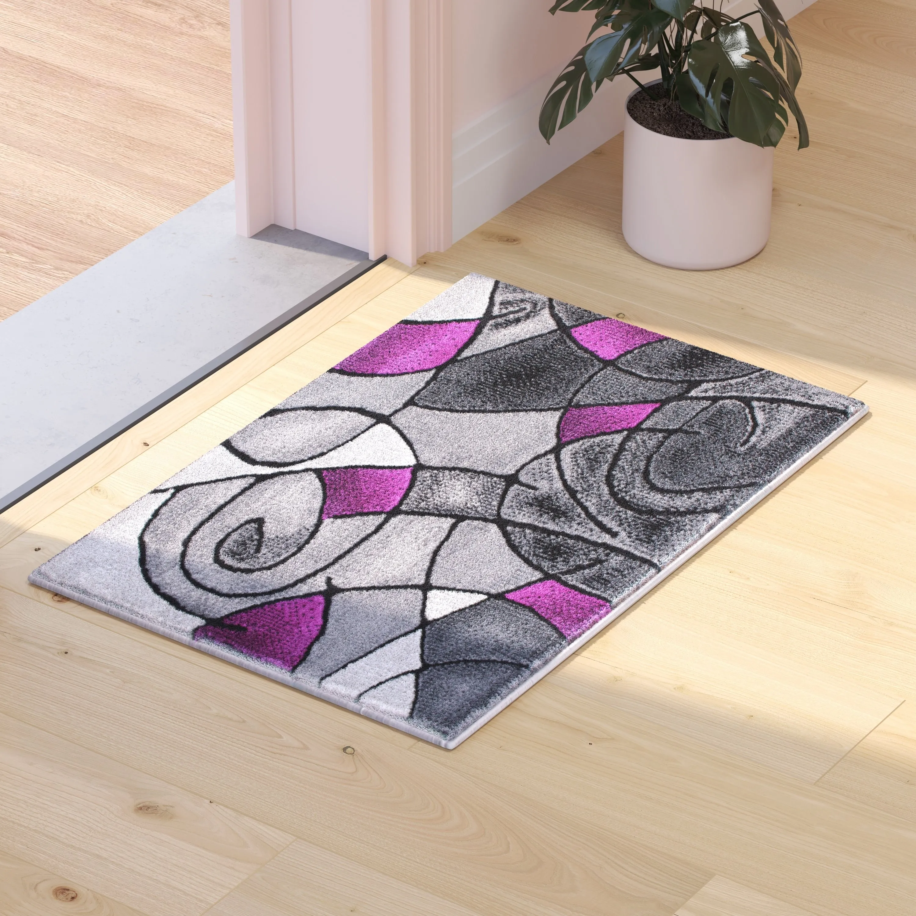 Modern Olefin Accent Area Rug - Abstract Pattern