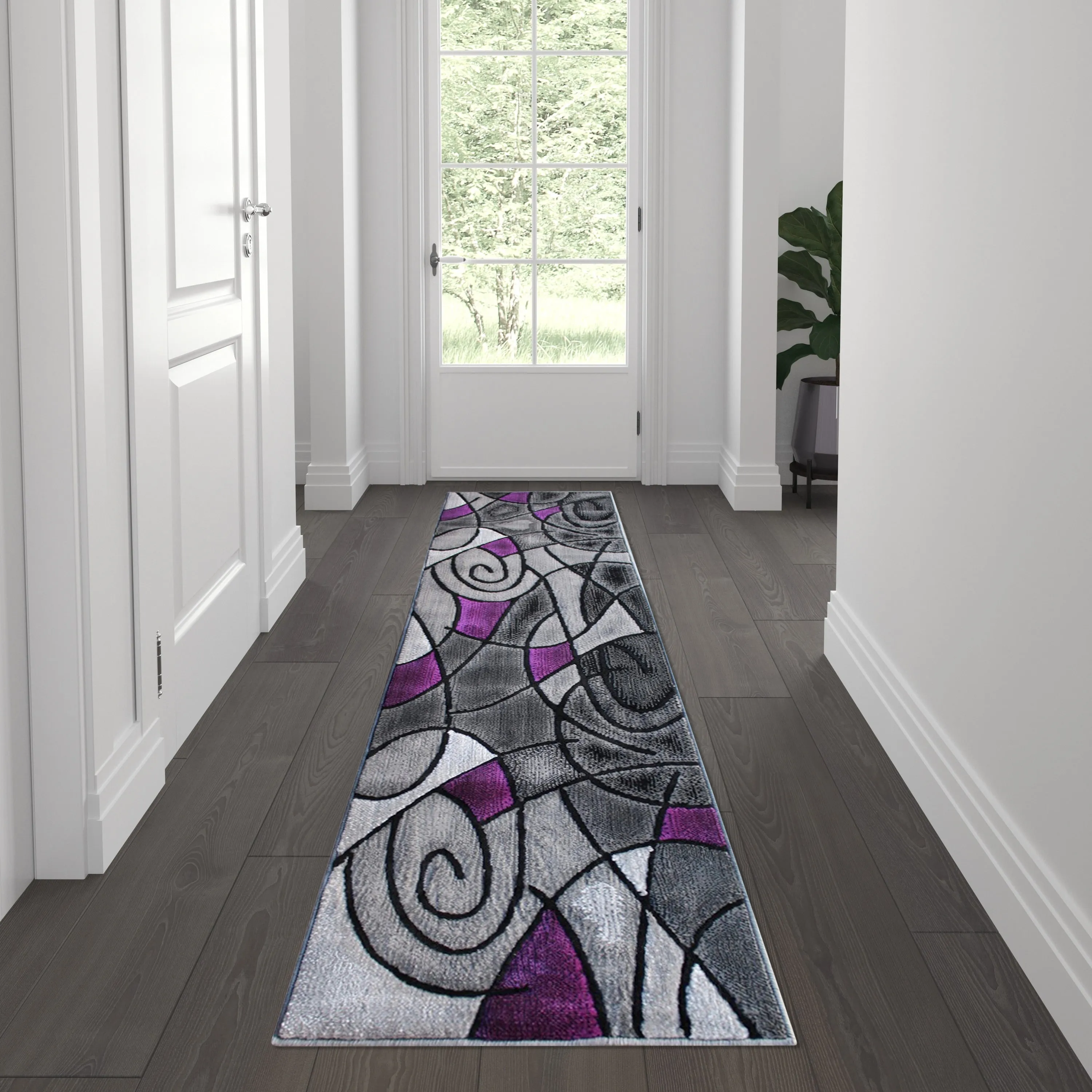 Modern Olefin Accent Area Rug - Abstract Pattern