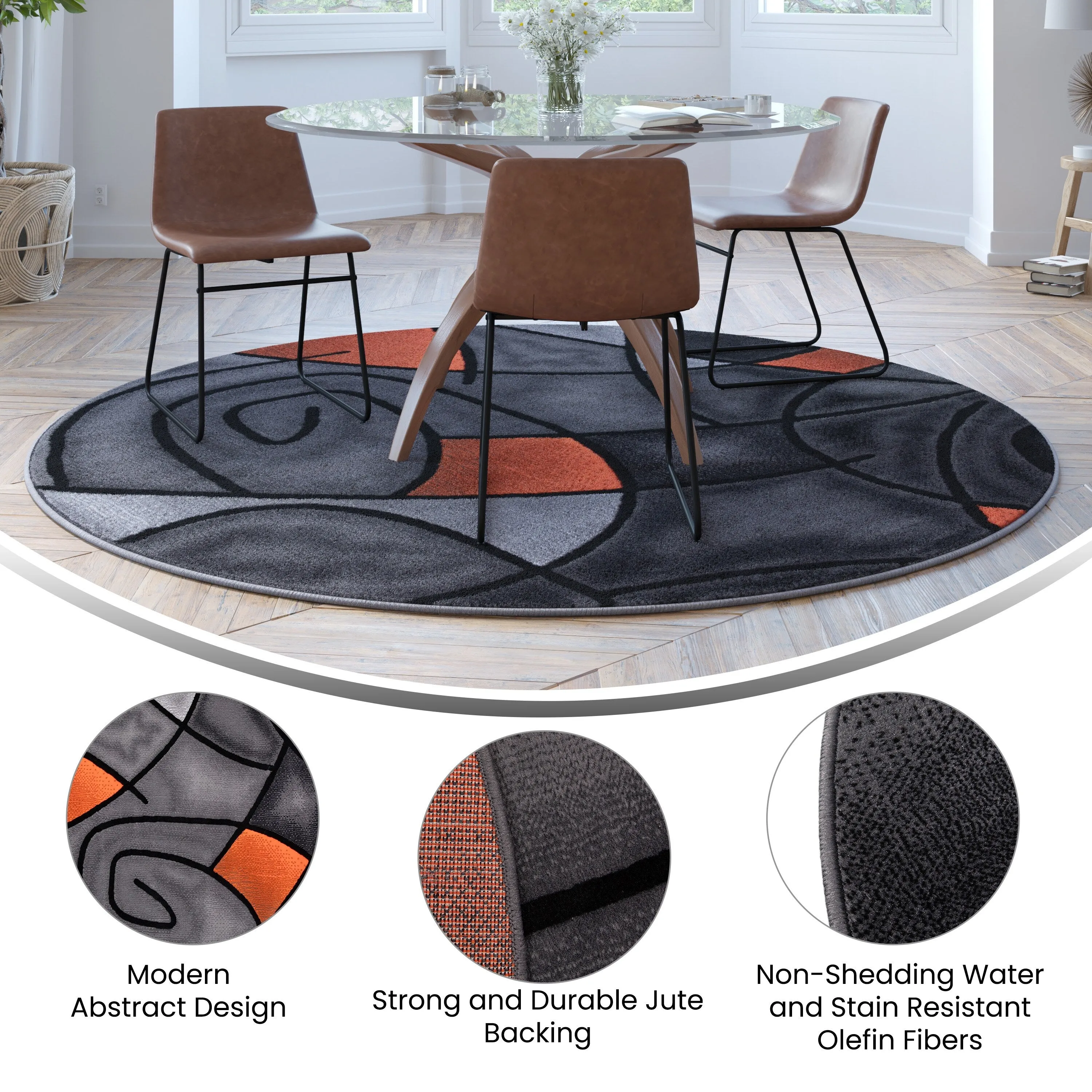 Modern Olefin Accent Area Rug - Abstract Pattern