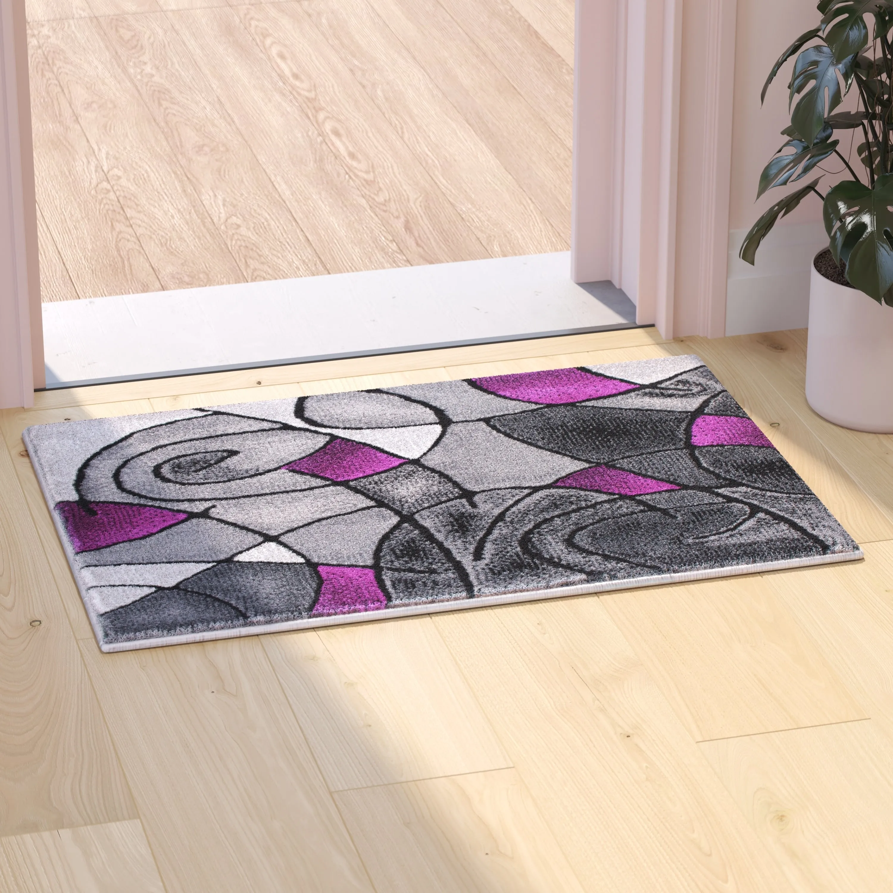 Modern Olefin Accent Area Rug - Abstract Pattern