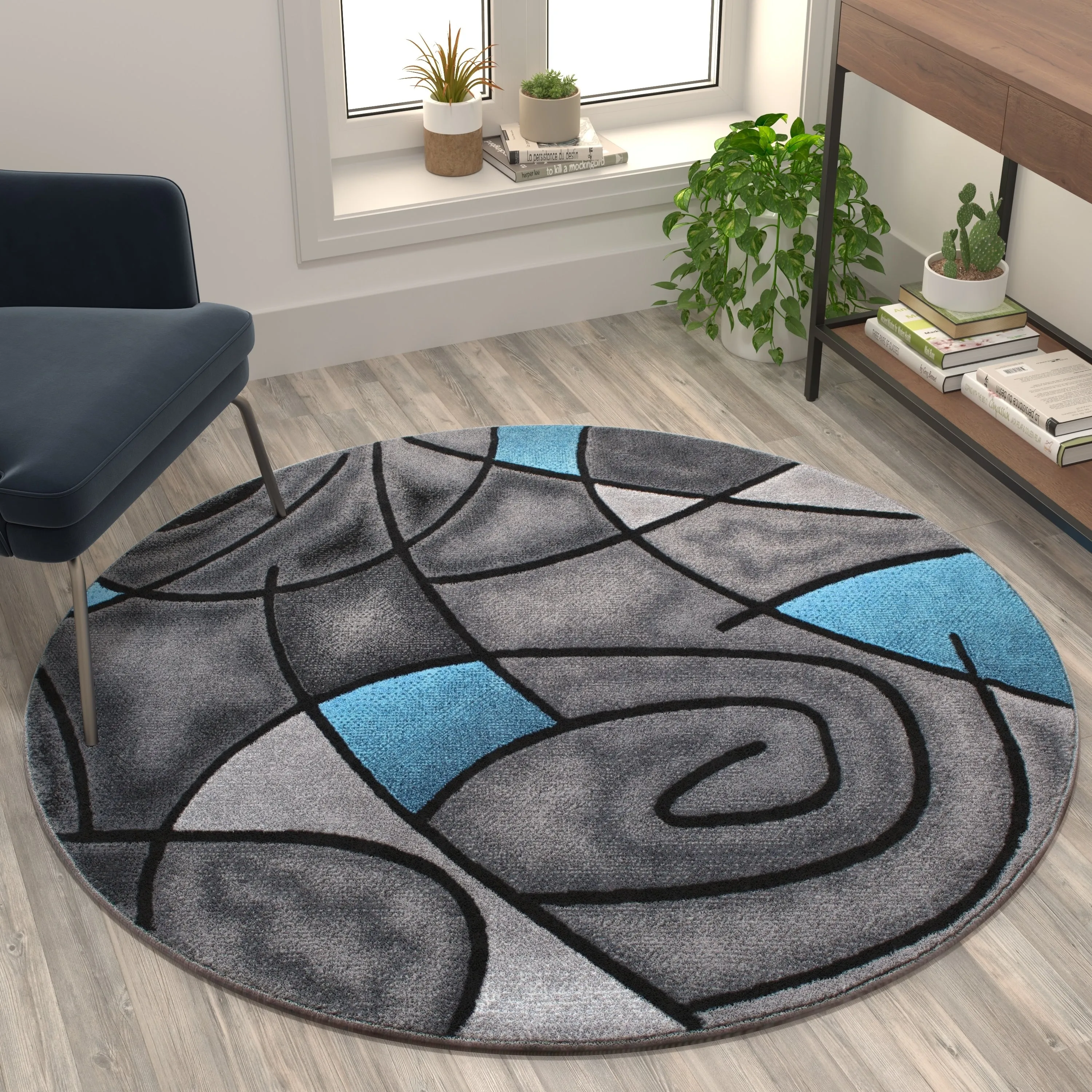 Modern Olefin Accent Area Rug - Abstract Pattern
