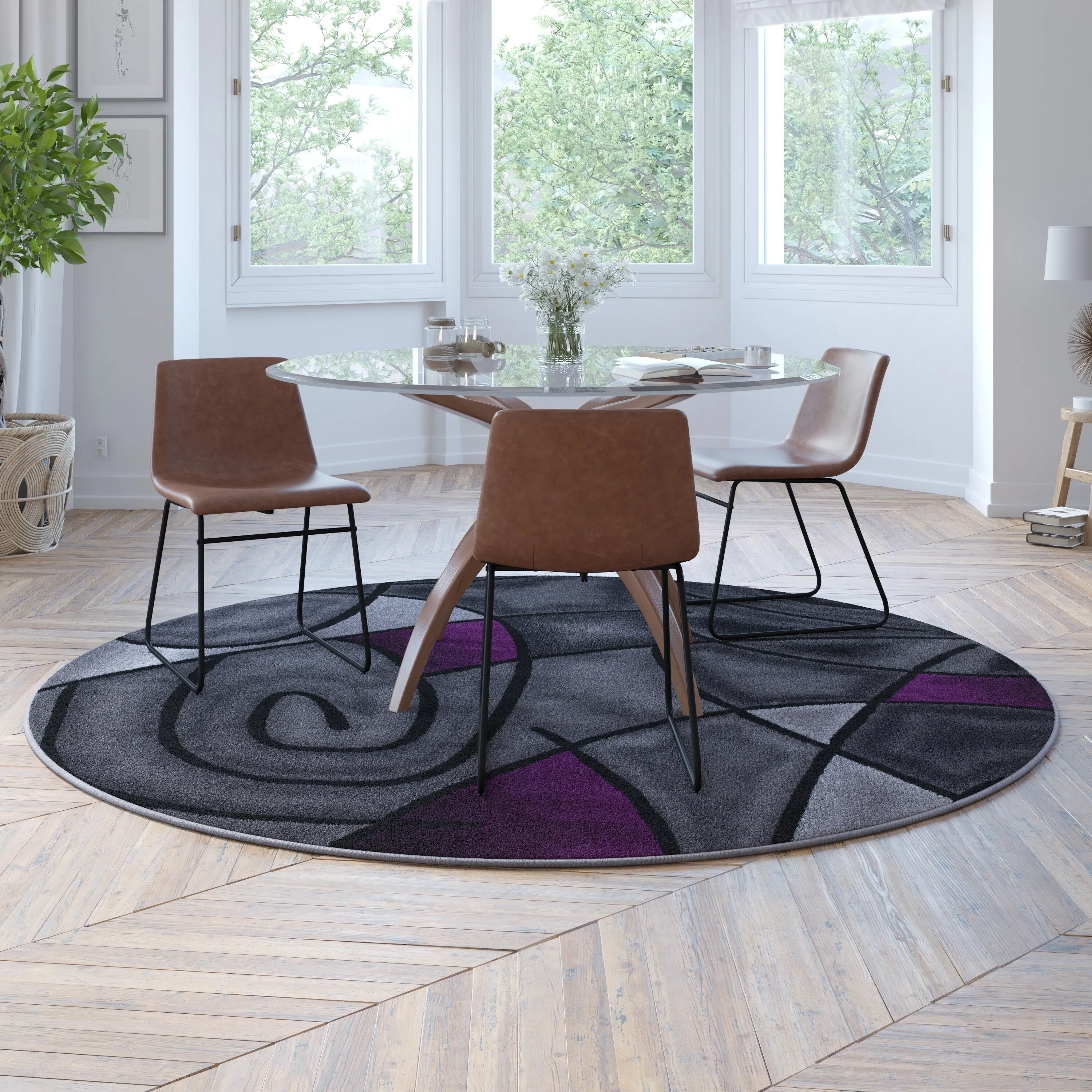 Modern Olefin Accent Area Rug - Abstract Pattern
