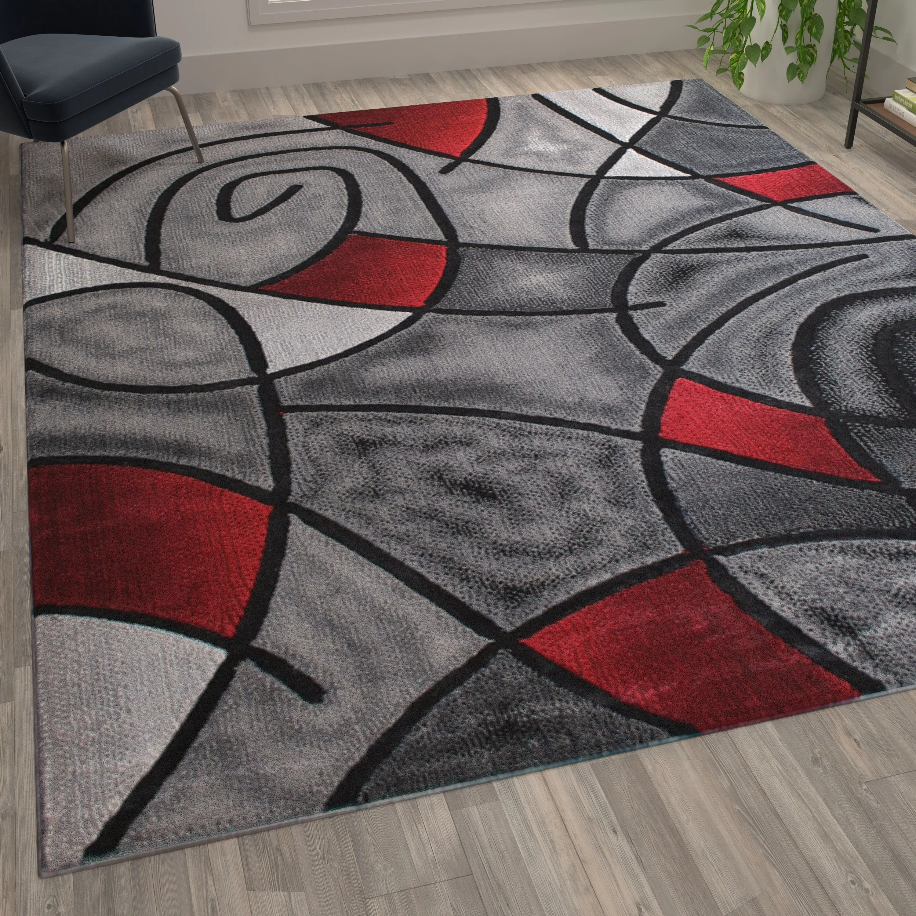 Modern Olefin Accent Area Rug - Abstract Pattern