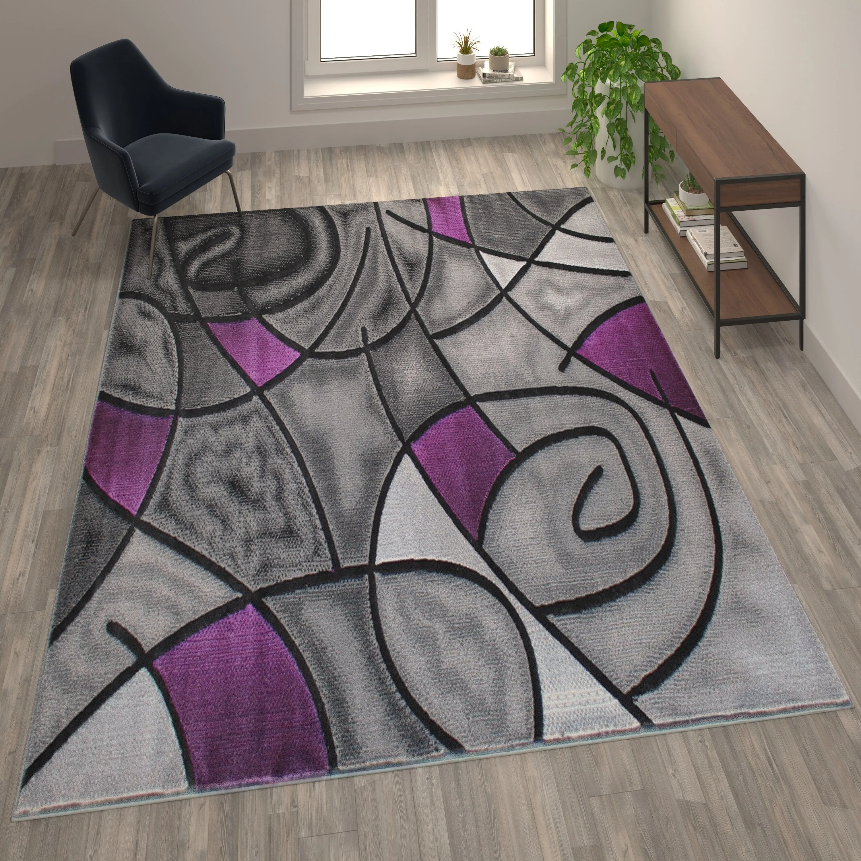 Modern Olefin Accent Area Rug - Abstract Pattern