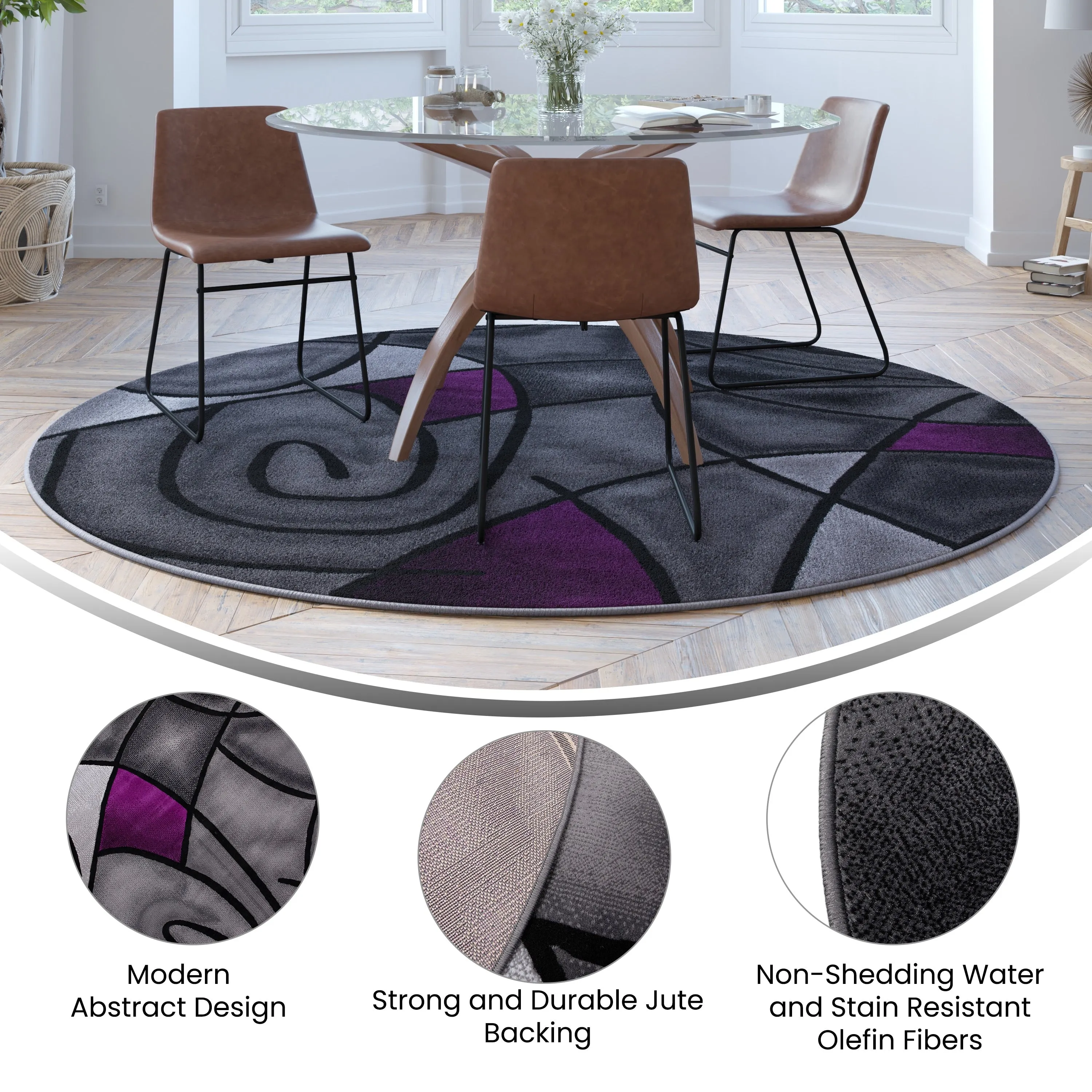 Modern Olefin Accent Area Rug - Abstract Pattern