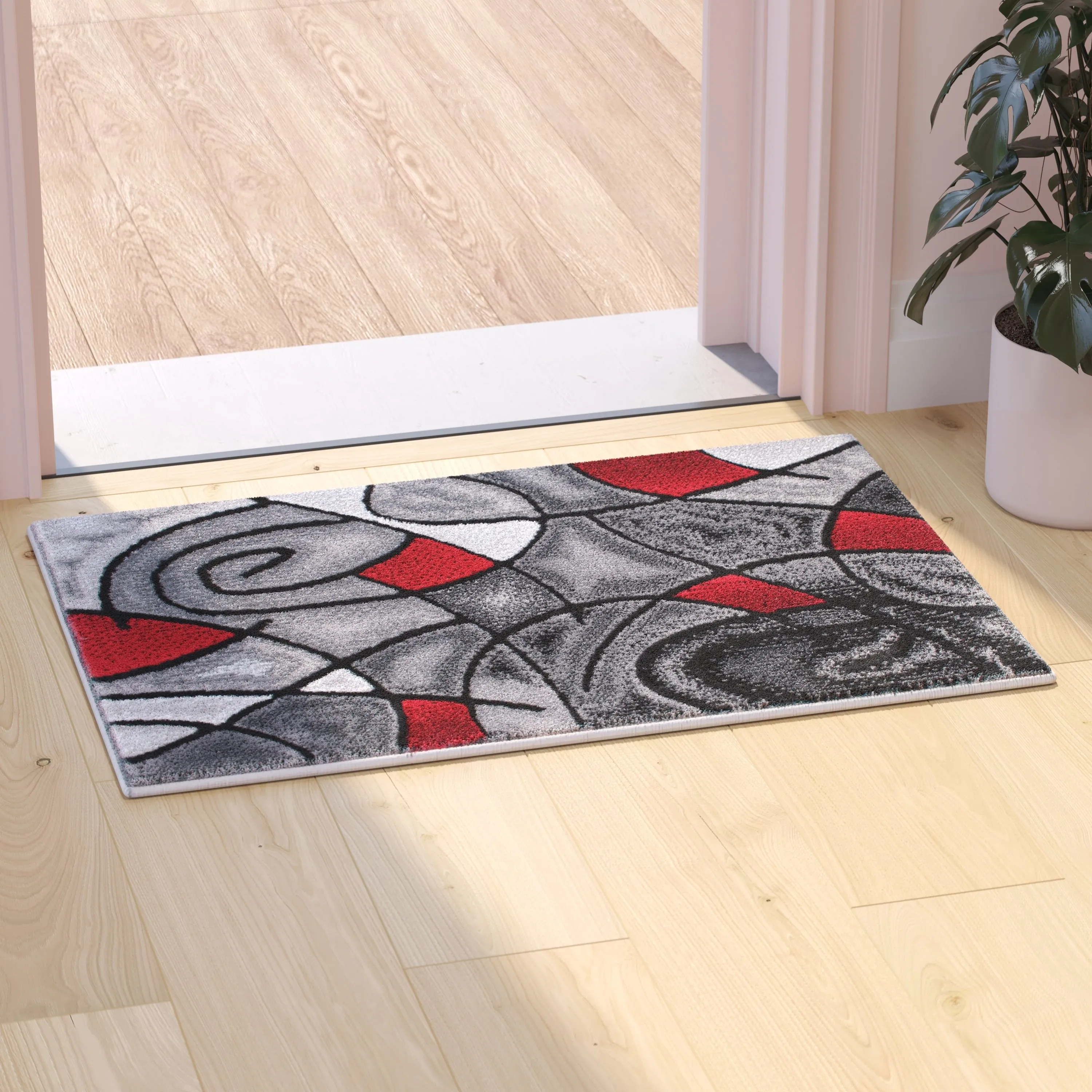Modern Olefin Accent Area Rug - Abstract Pattern