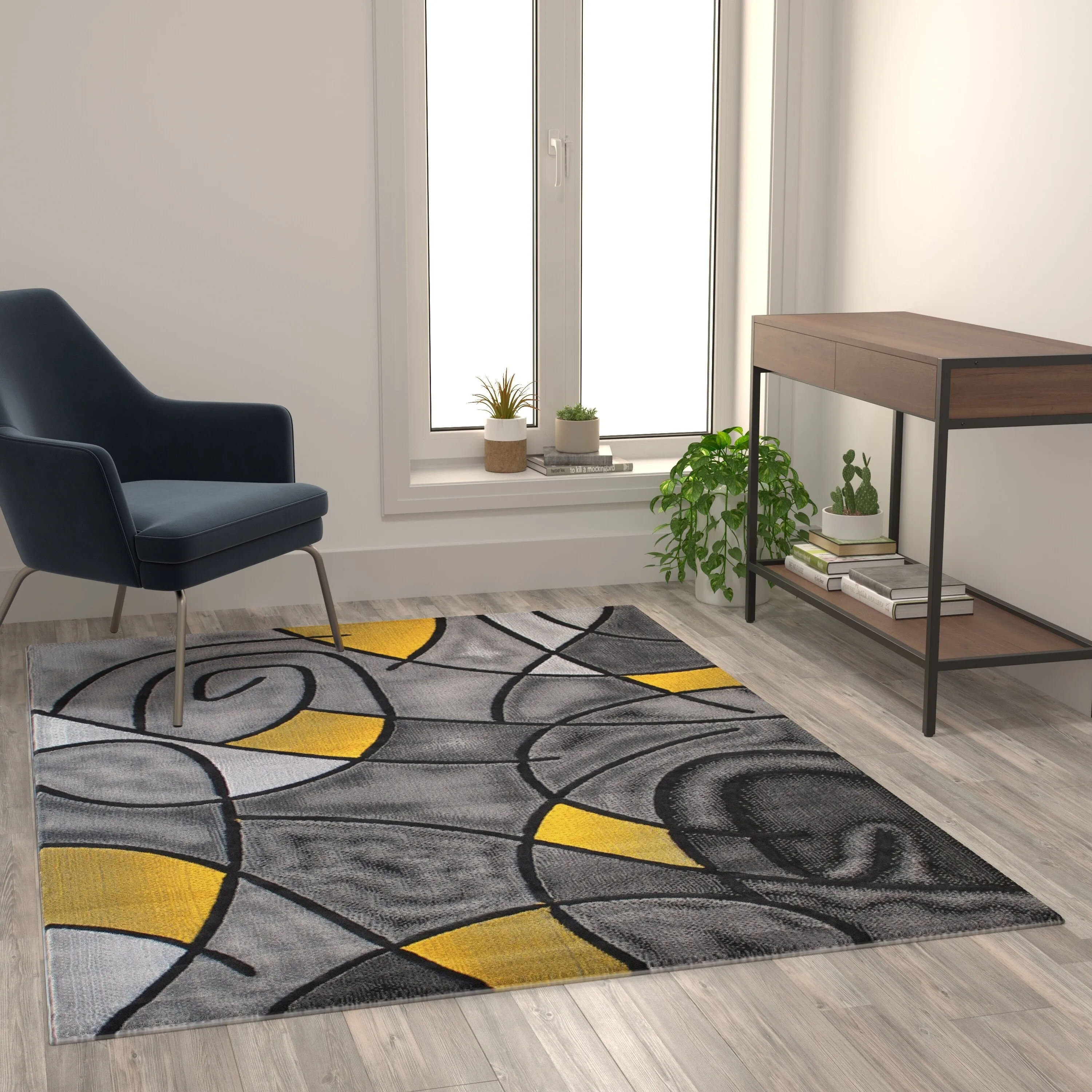 Modern Olefin Accent Area Rug - Abstract Pattern