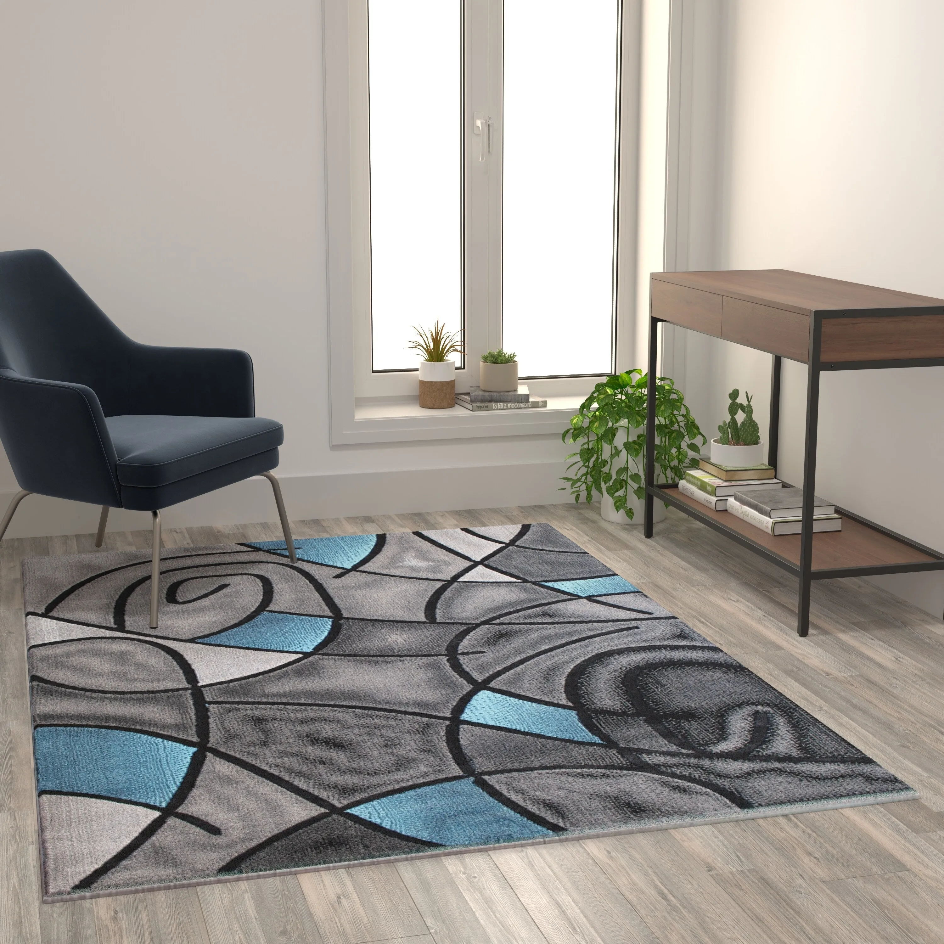 Modern Olefin Accent Area Rug - Abstract Pattern