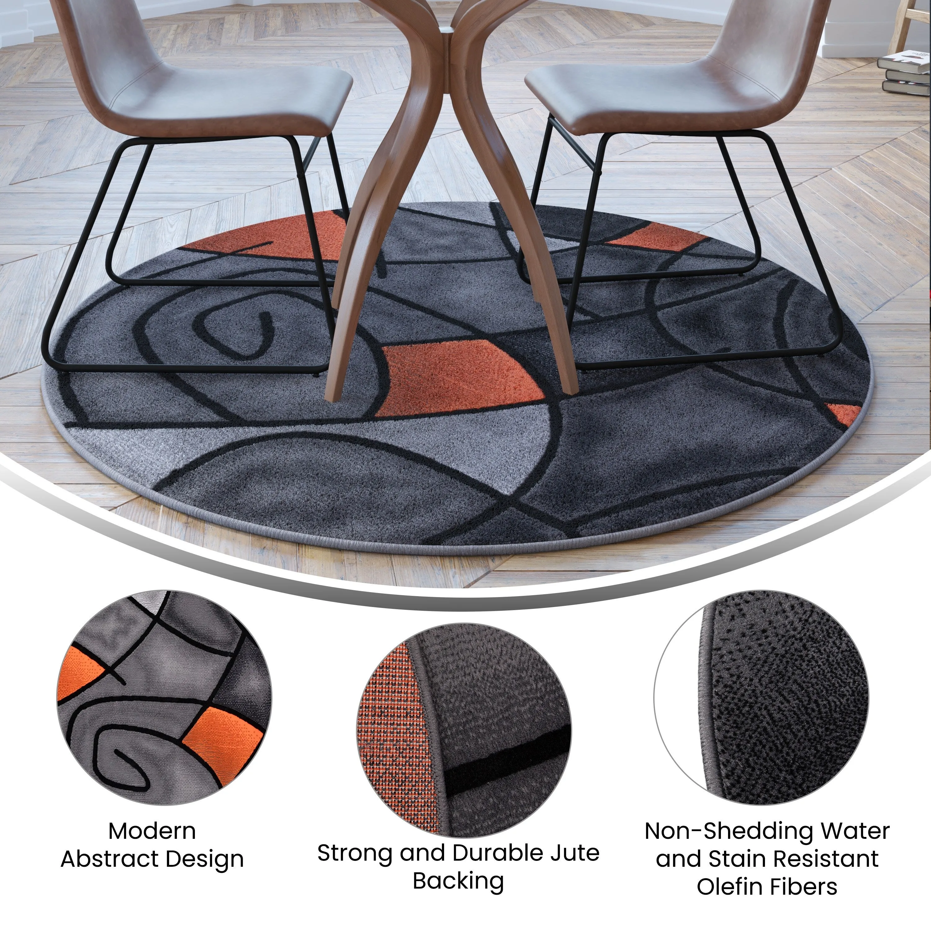 Modern Olefin Accent Area Rug - Abstract Pattern
