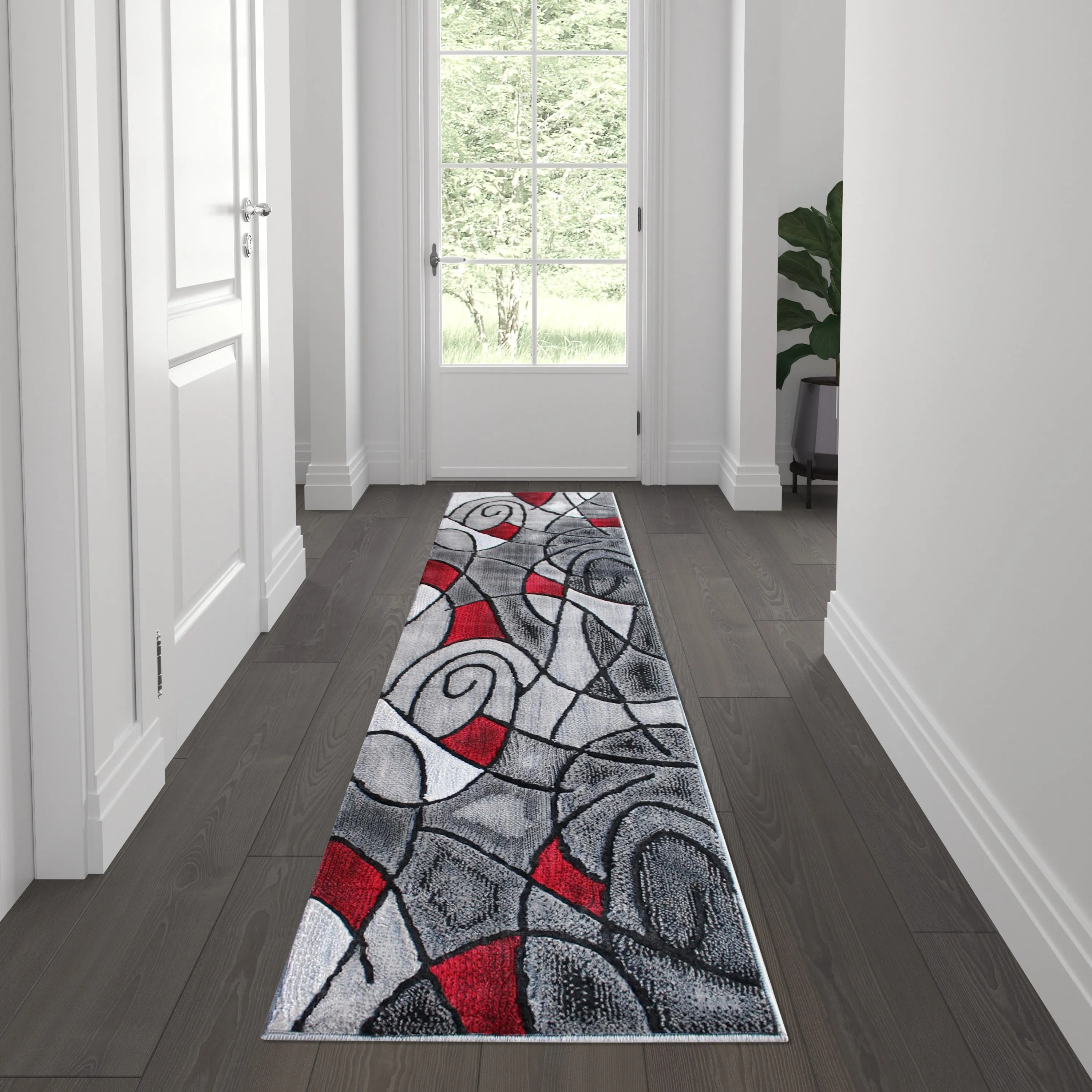 Modern Olefin Accent Area Rug - Abstract Pattern