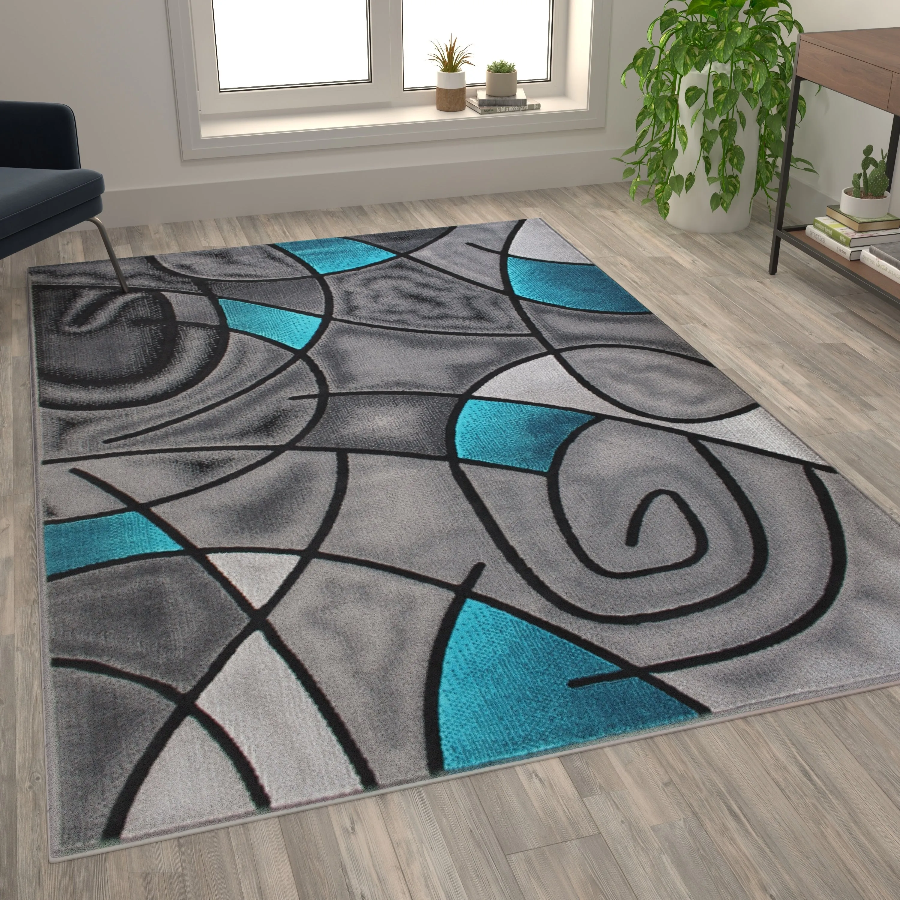 Modern Olefin Accent Area Rug - Abstract Pattern