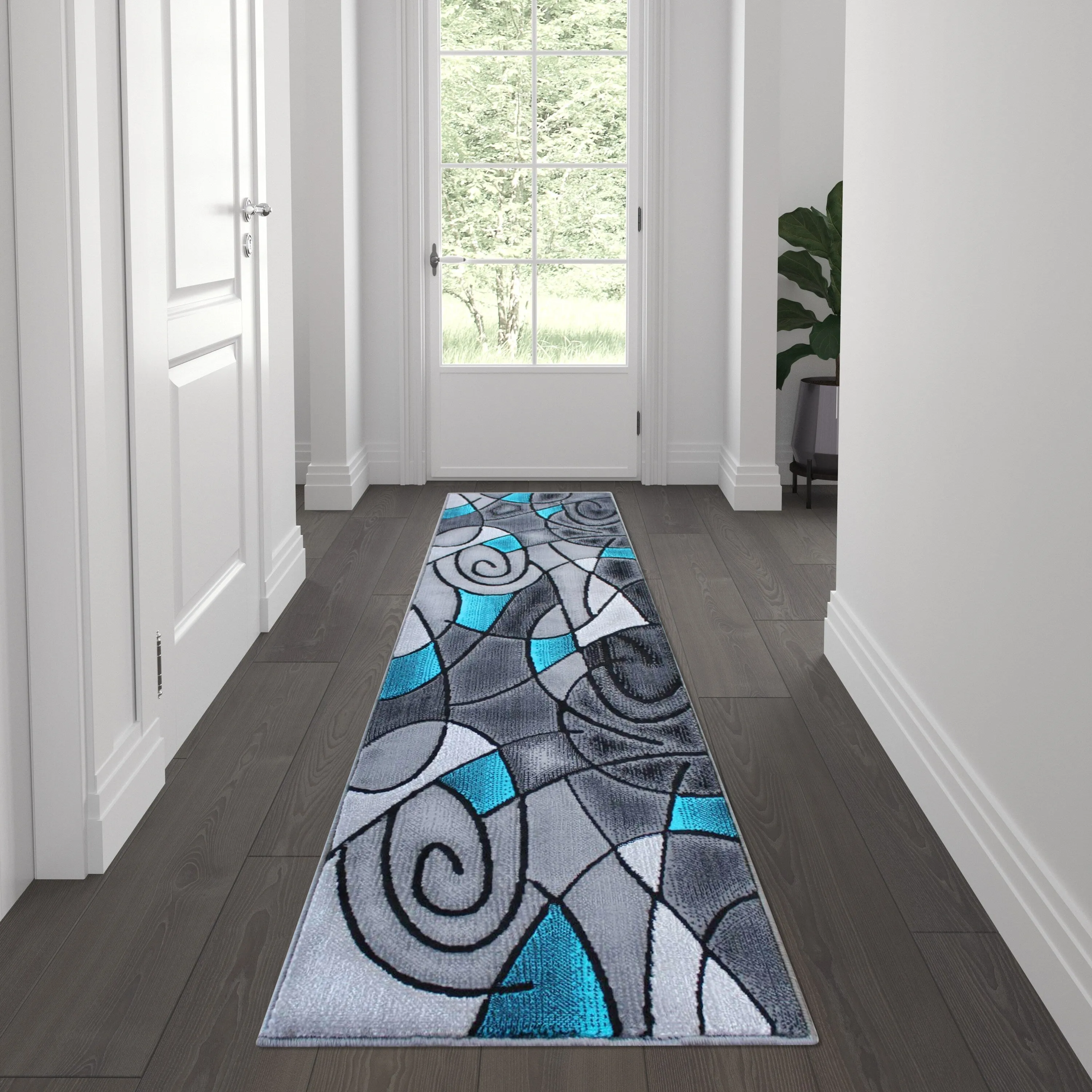 Modern Olefin Accent Area Rug - Abstract Pattern