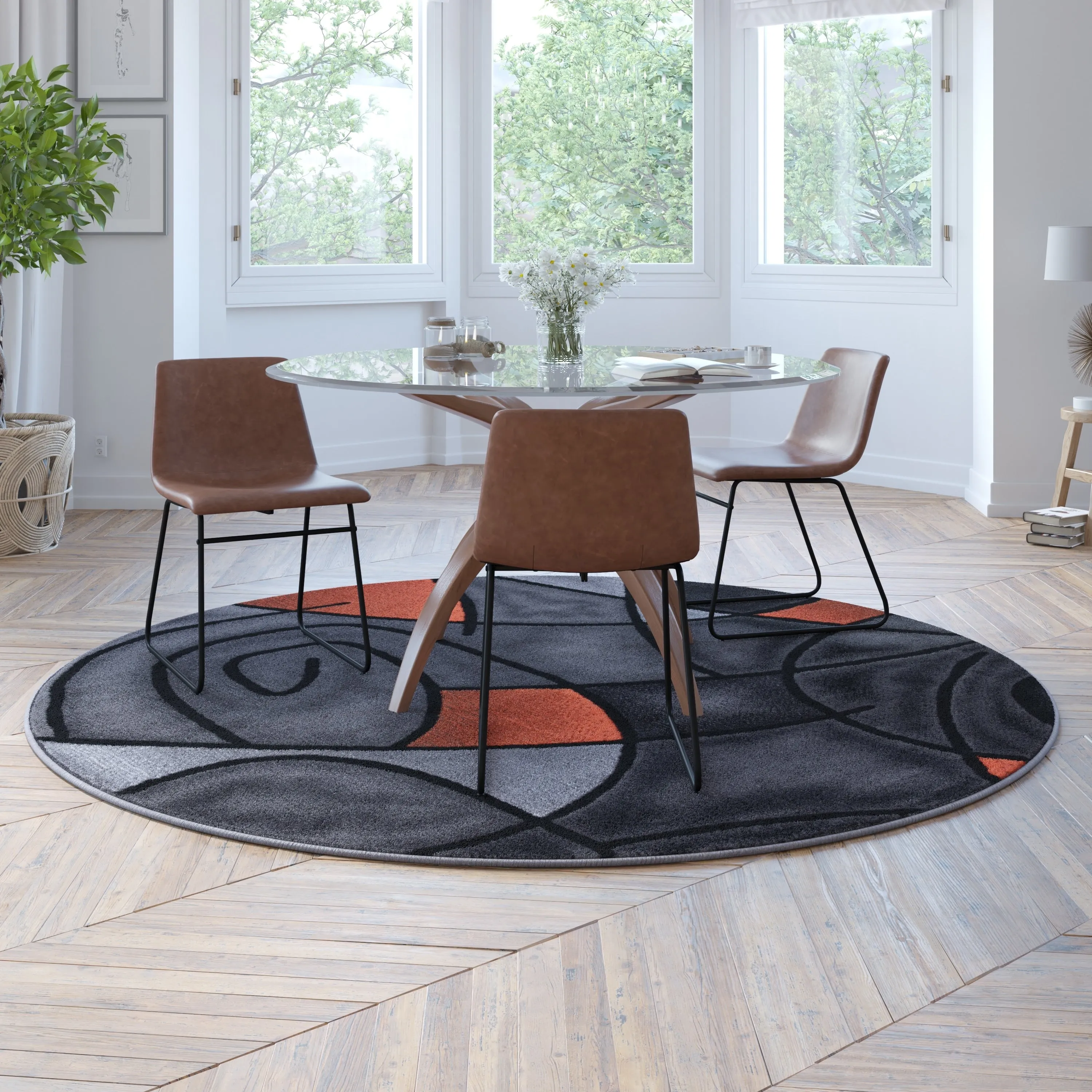 Modern Olefin Accent Area Rug - Abstract Pattern