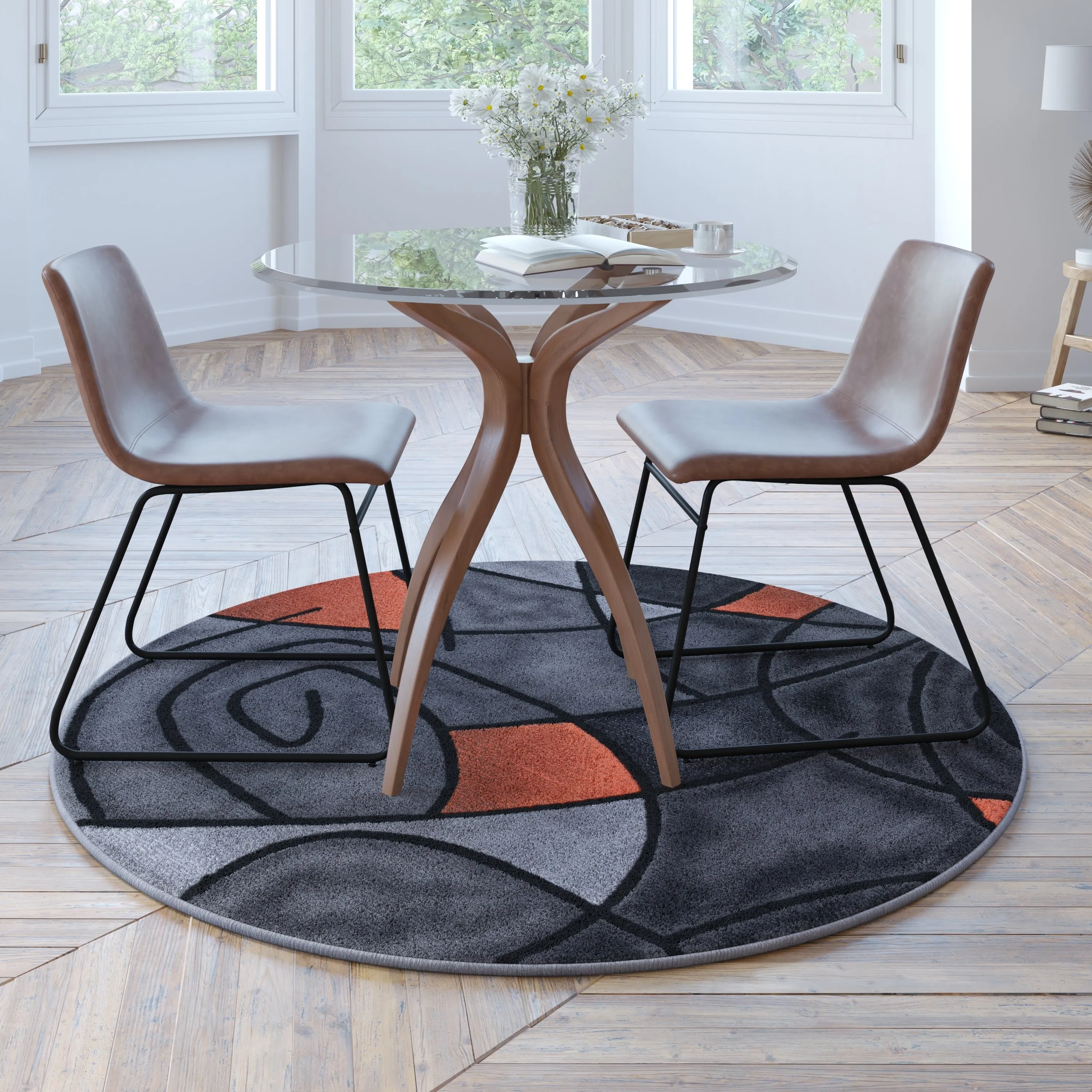 Modern Olefin Accent Area Rug - Abstract Pattern
