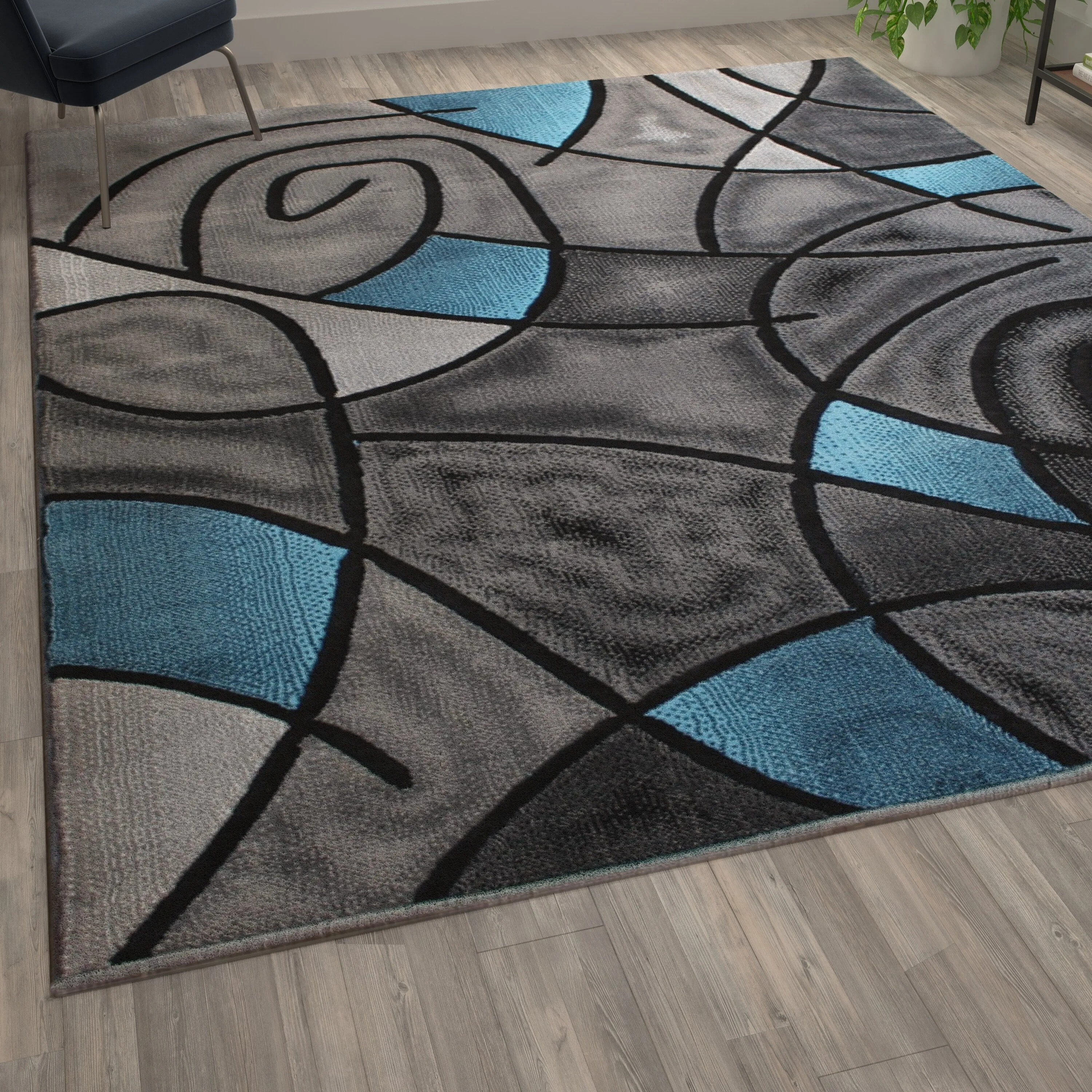 Modern Olefin Accent Area Rug - Abstract Pattern