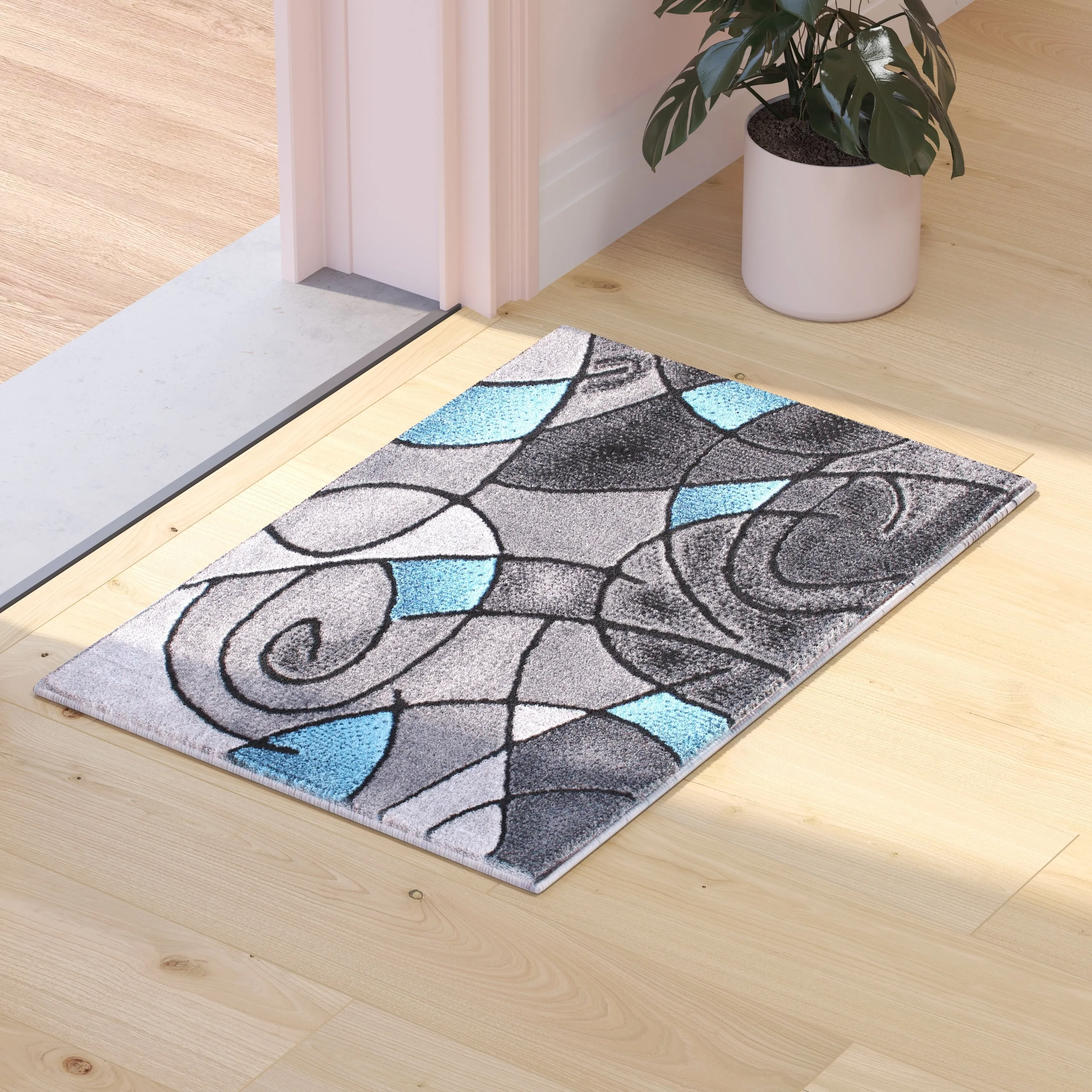 Modern Olefin Accent Area Rug - Abstract Pattern