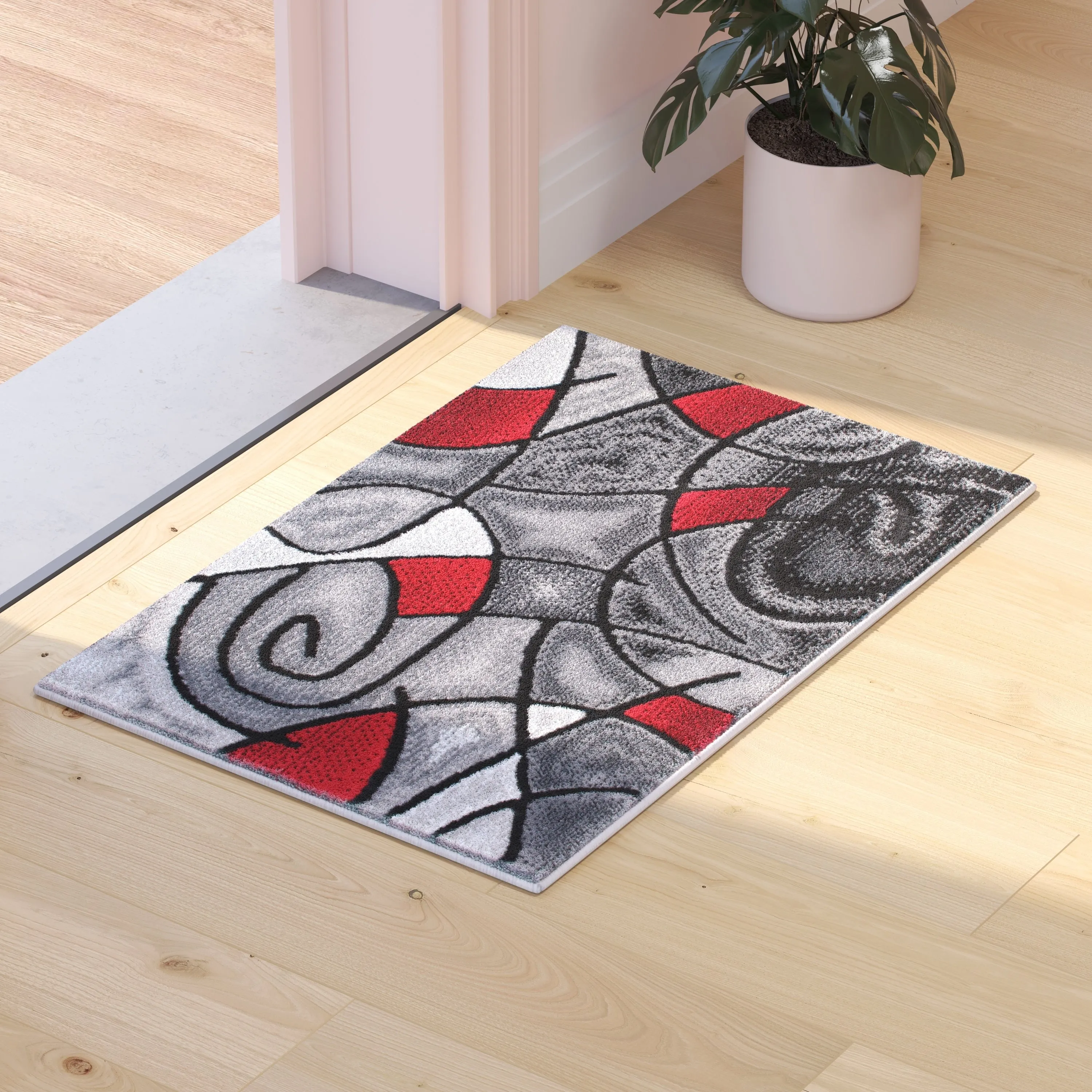 Modern Olefin Accent Area Rug - Abstract Pattern