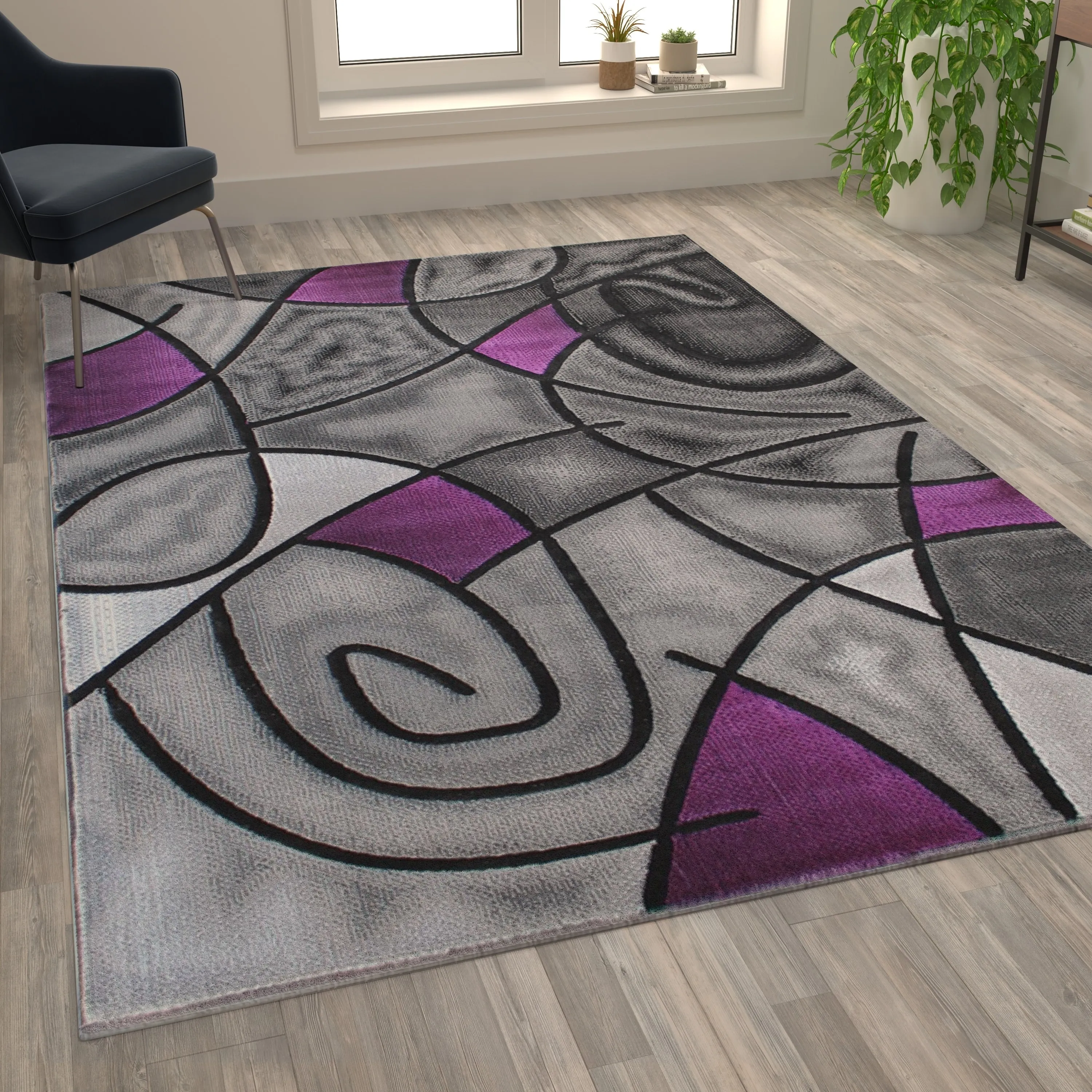 Modern Olefin Accent Area Rug - Abstract Pattern